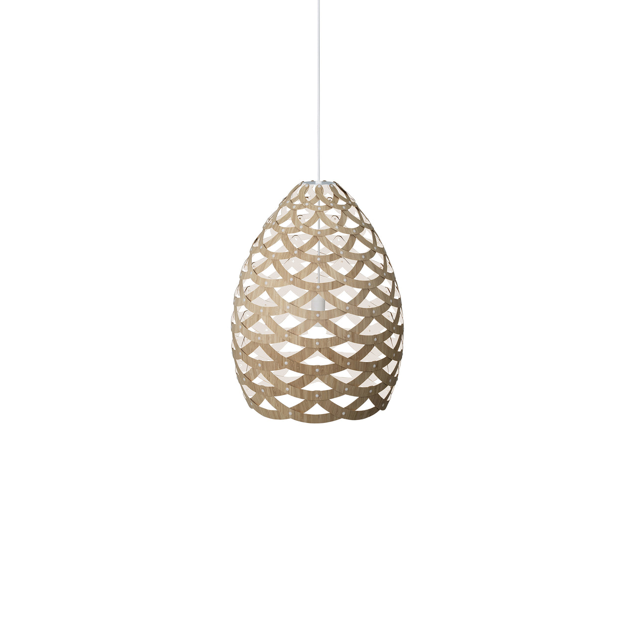 Tūī Pendant Light: Small + Bamboo + White + White