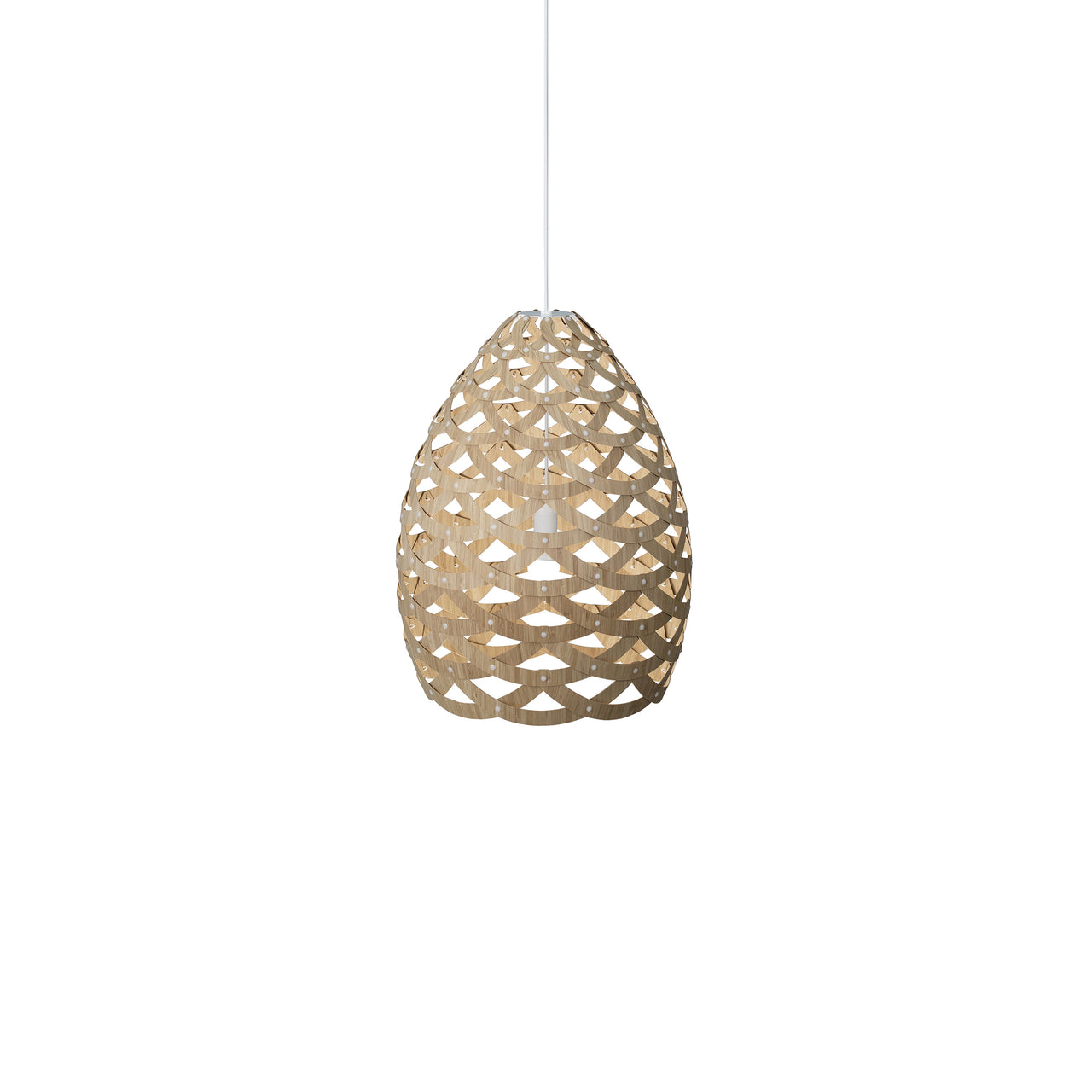 Tūī Pendant Light: Small + Bamboo + White