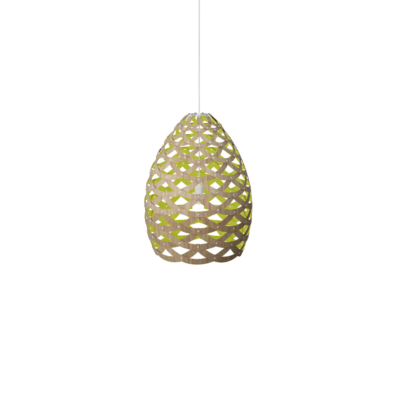 Tūī Pendant Light: Small + Bamboo + Lime + White