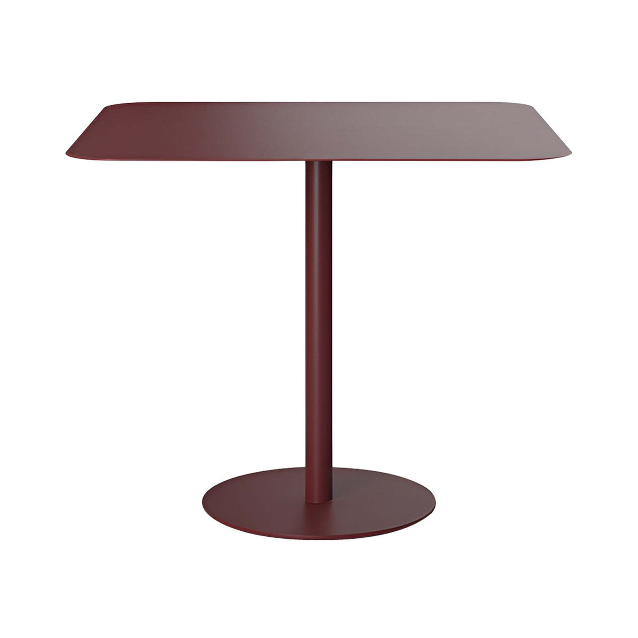 Odette Dining Table: Wine Red Metal