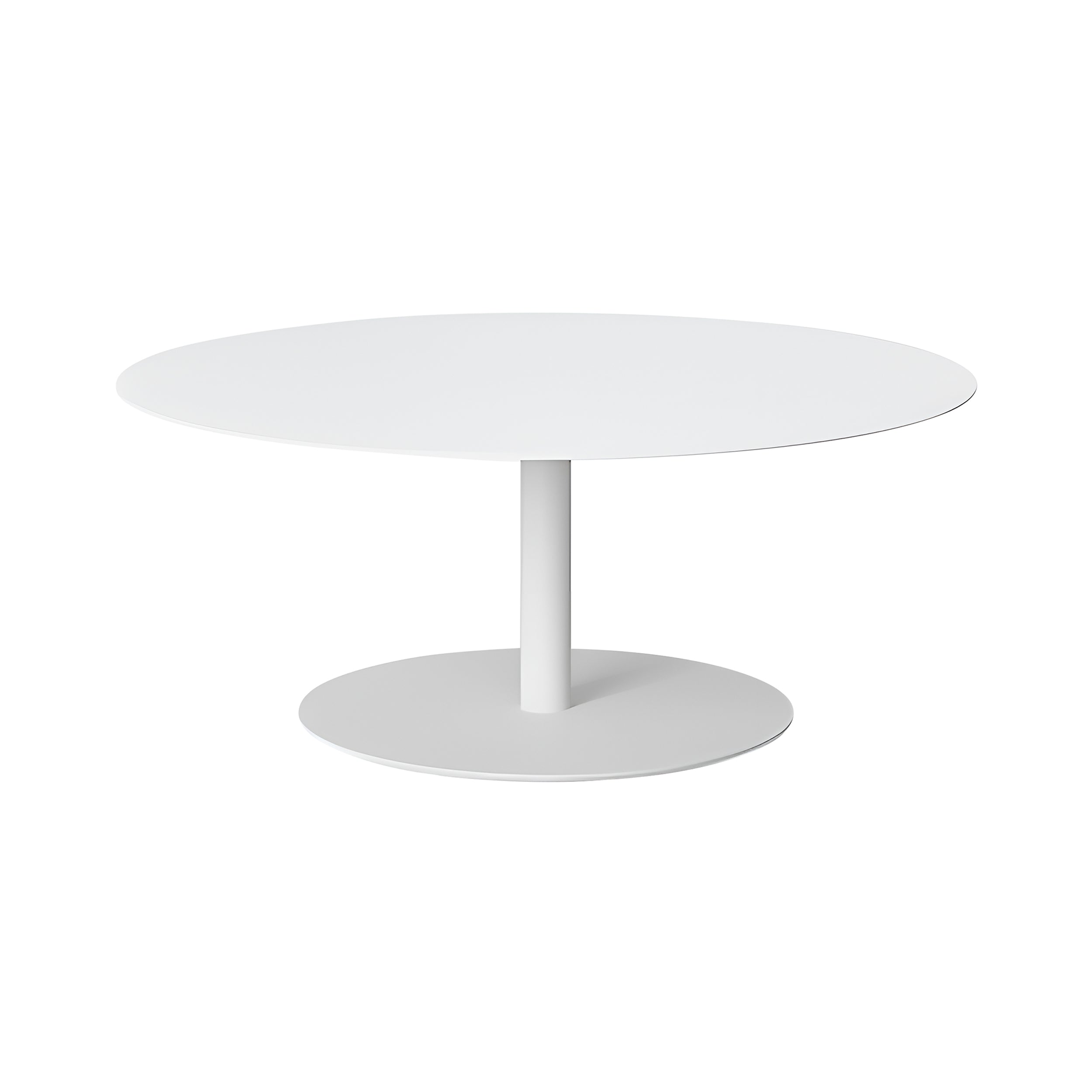 Odette Round Coffee Table: Extra Large + Low + White Metal