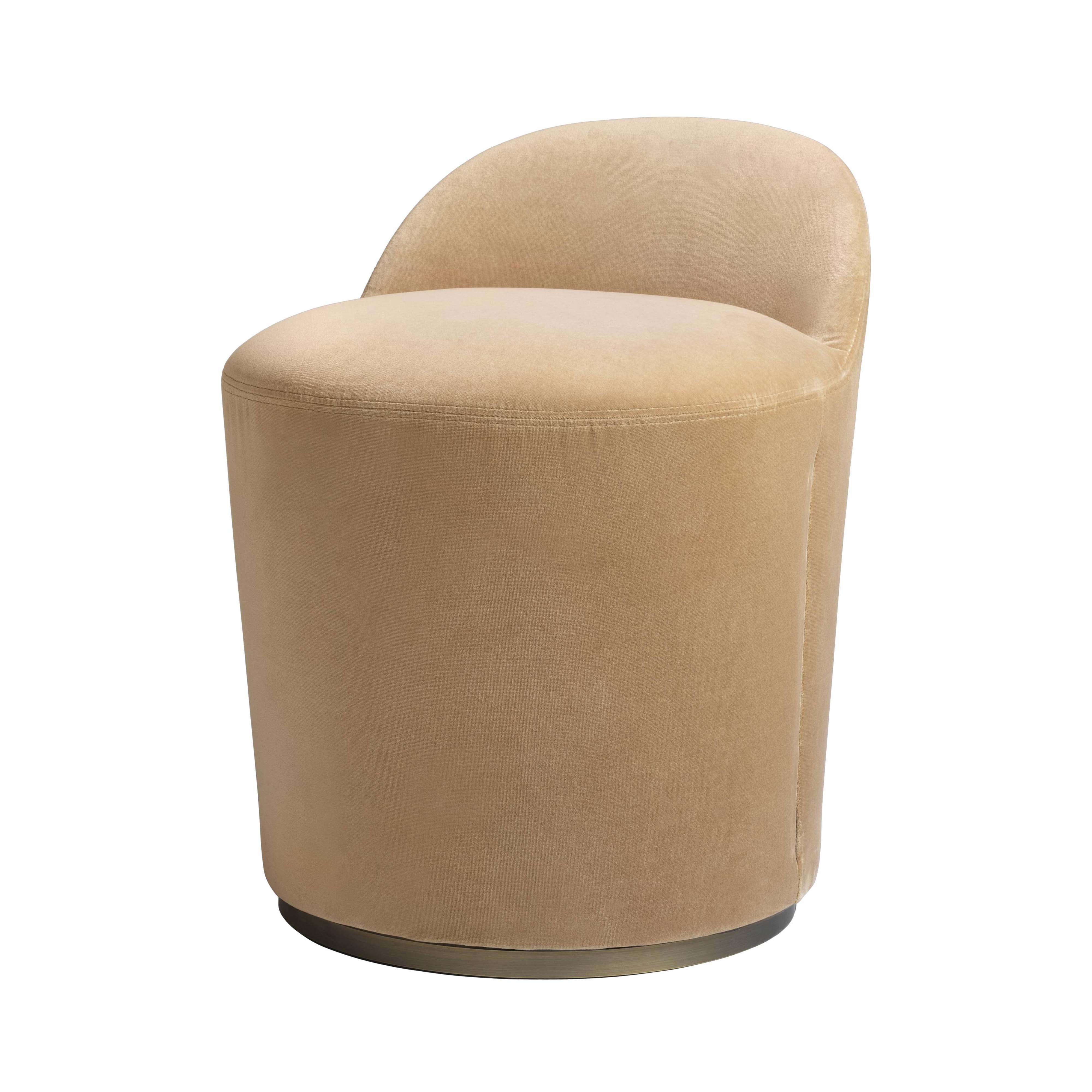 Tail Dining Chair: Low Back + Fully Upholstered + Anqitue Brass