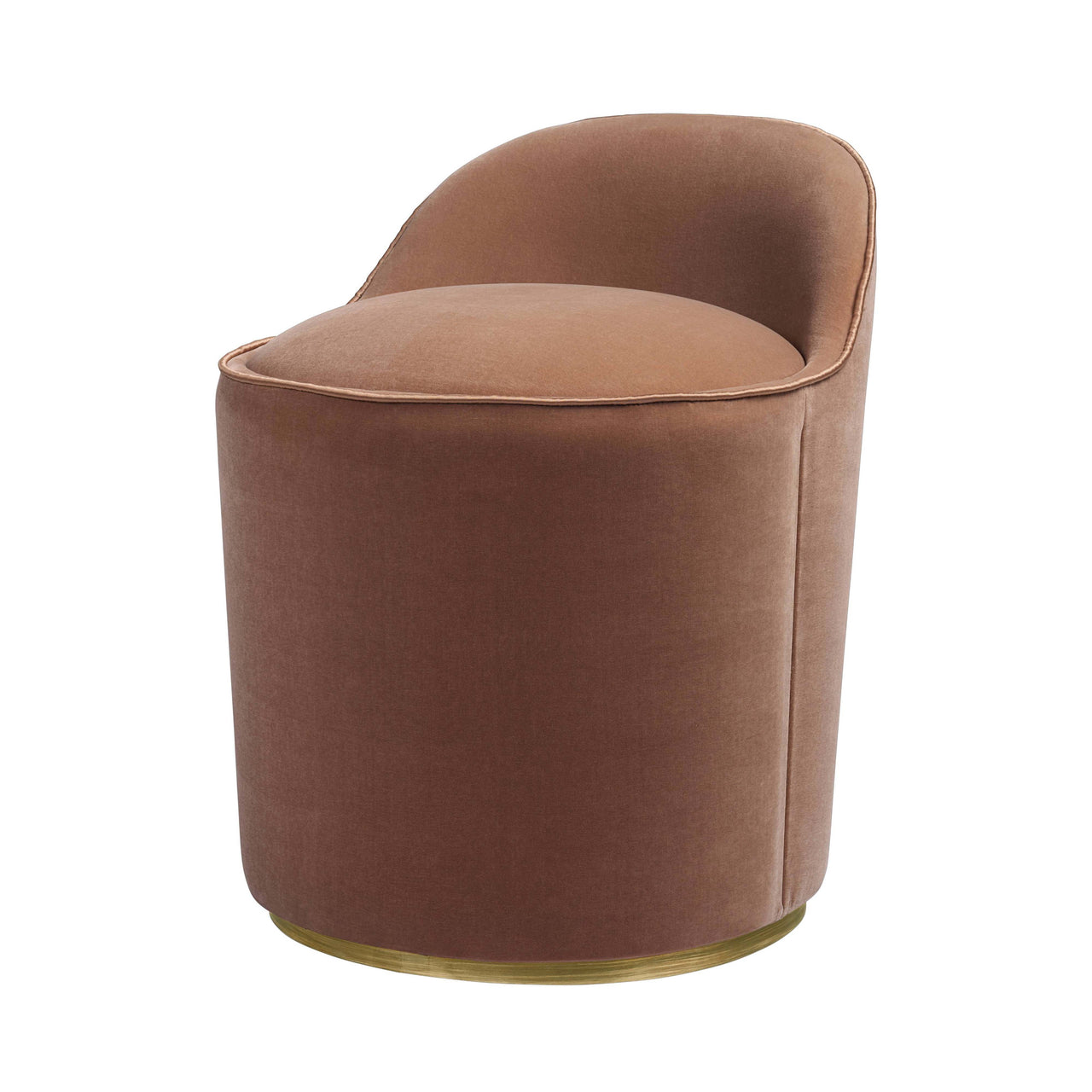 Tail Dining Chair: Low Back + Fully Upholstered + Antique Brass