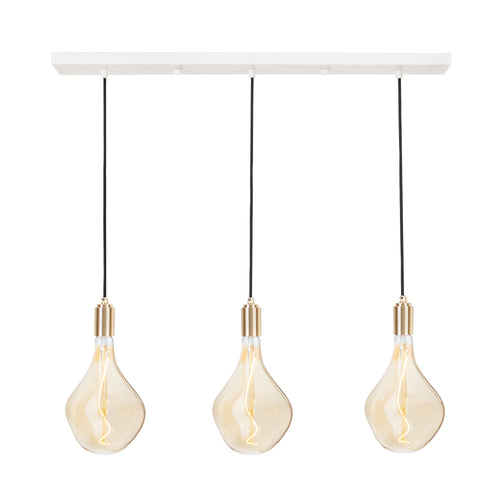 Linear Triple Pendant: With Voronoi II Bulb