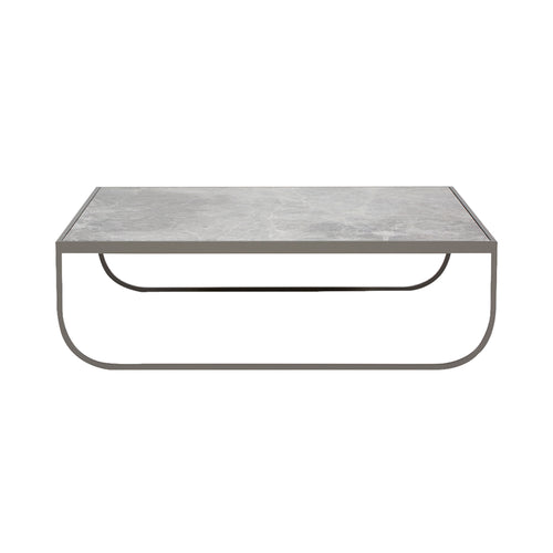 Tati Large Coffee Table: Low + Elegant Grey Marble + Quartz Grey
