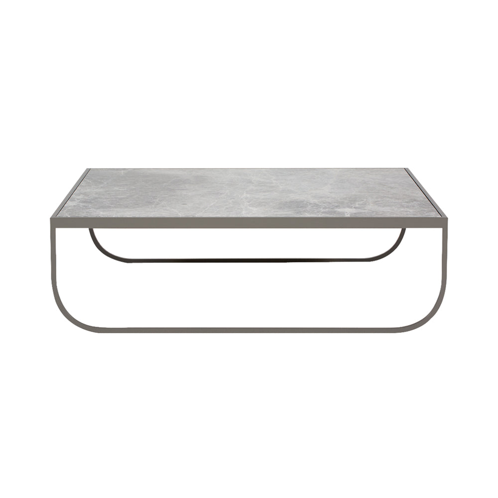 Tati Coffee Table: Low + Elegant Grey Marble + Quartz Grey