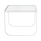 Tati Coffee Table: Square + Glass Top + High + Transparent Glass + White