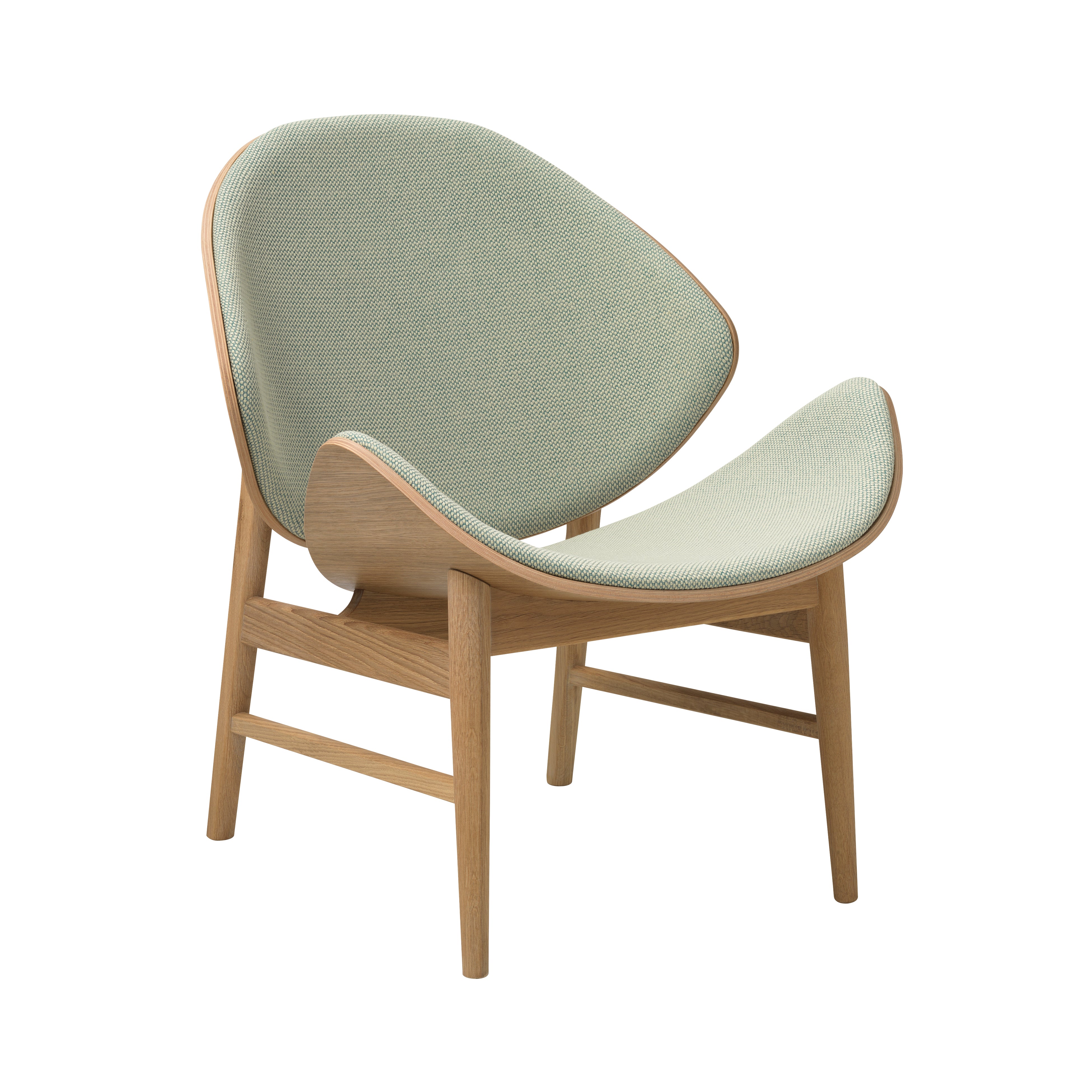 The Orange Lounge Chair: Seat + Back Upholstered + White Oiled Oak + Merit 021