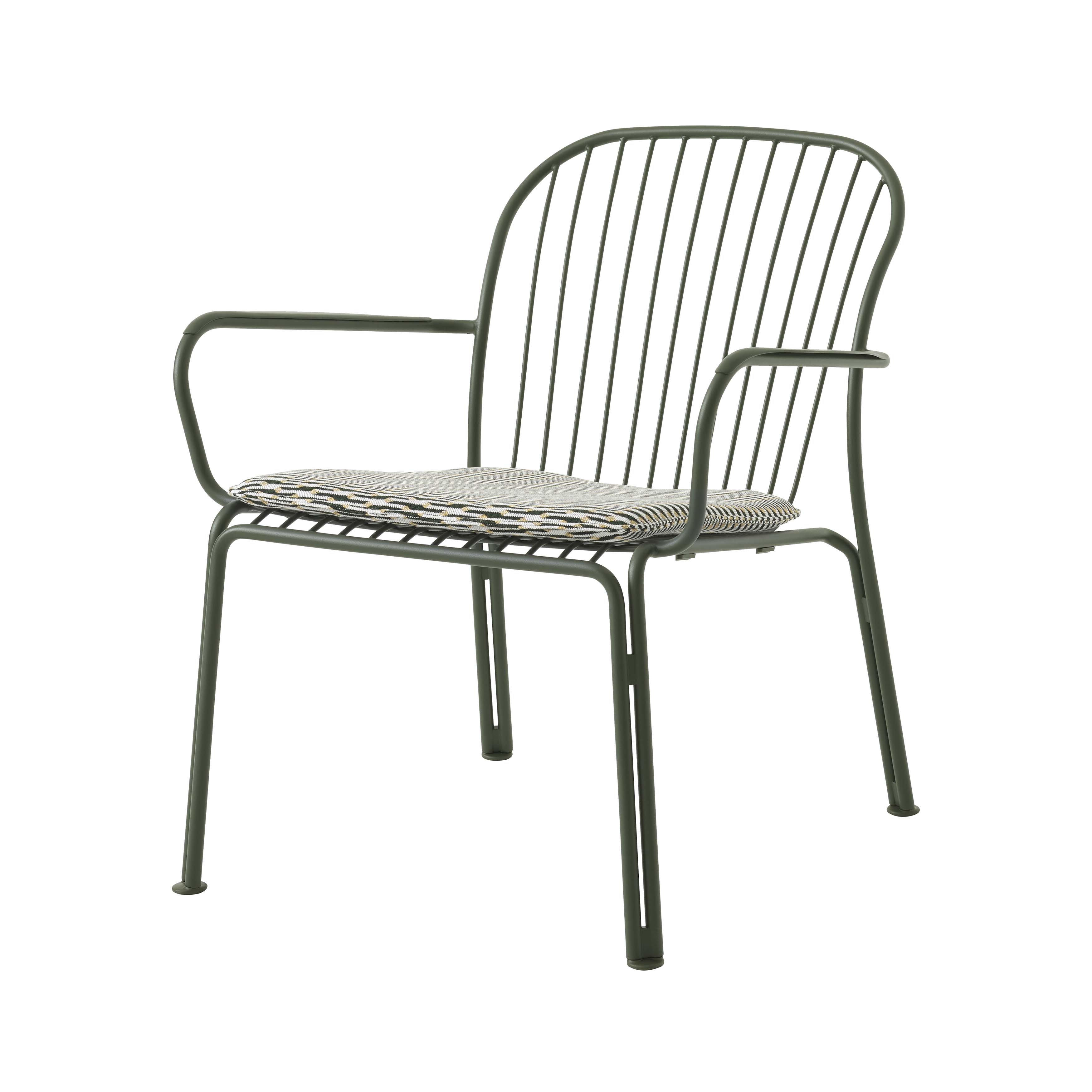 Thorvald SC101 Lounge Armchair with Seatpad: Outdoor + Bronze Green + Marquetry Bora 