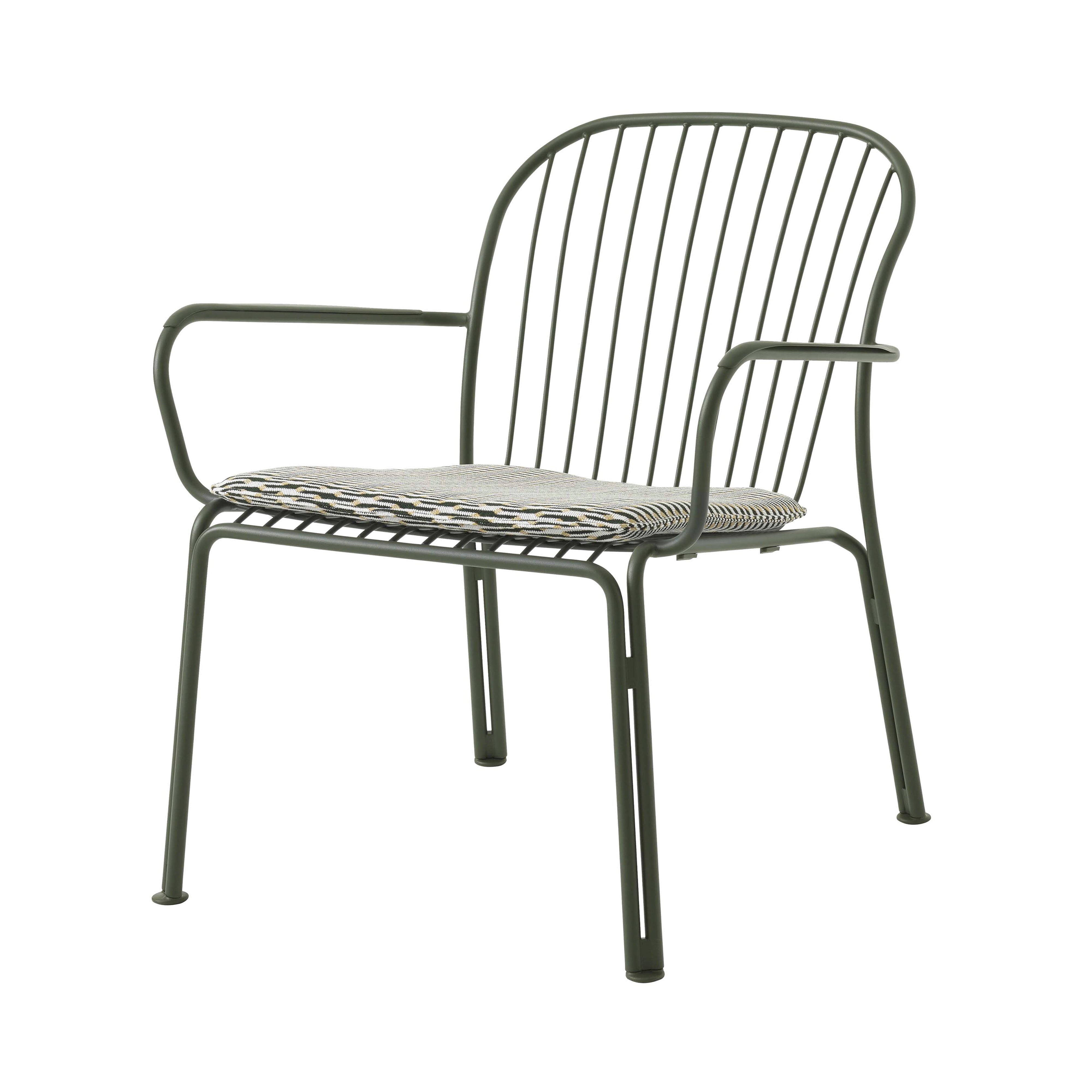 Thorvald SC101 Lounge Armchair with Seatpad: Outdoor + Bronze Green + Marquetry Bora 