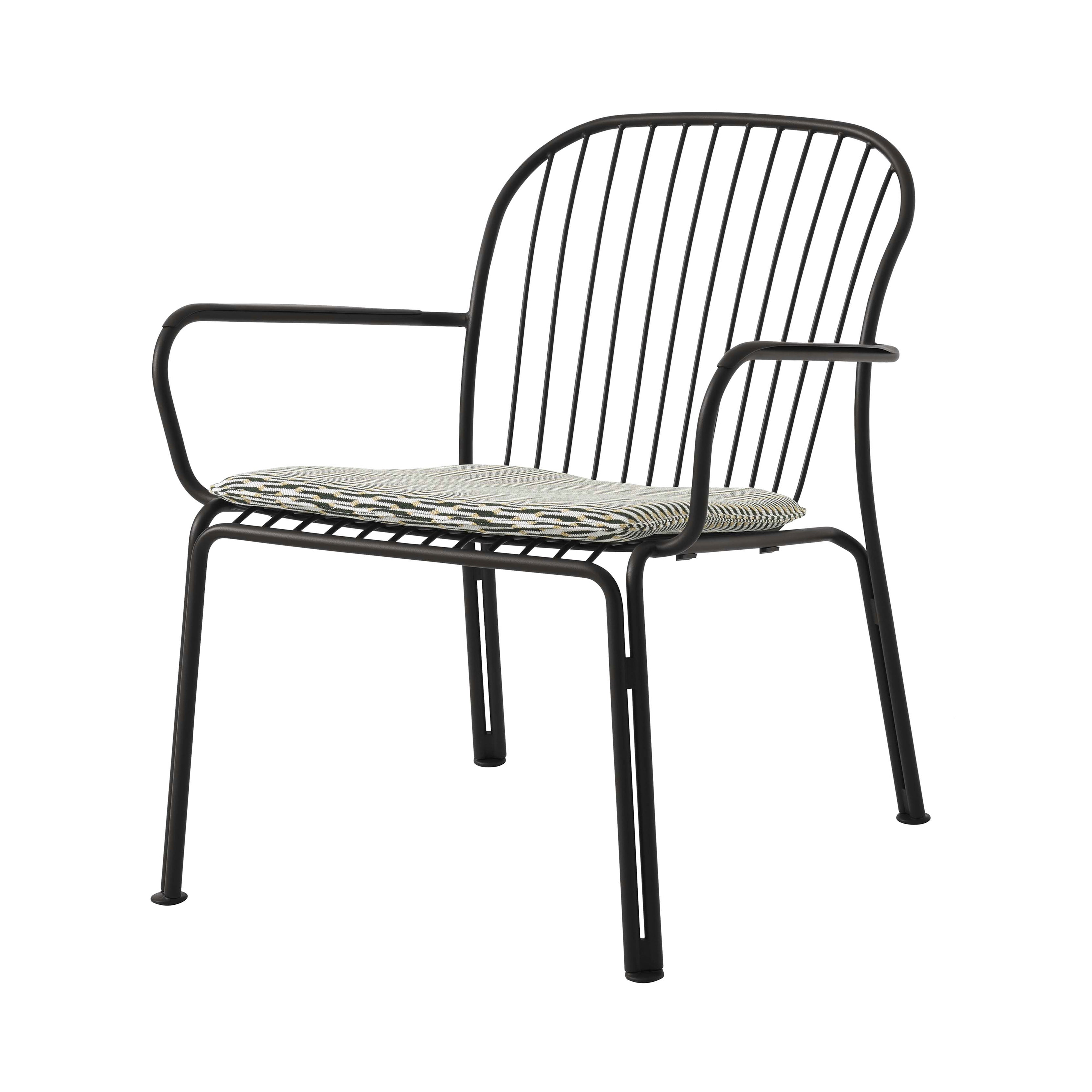 Thorvald SC101 Lounge Armchair with Seatpad: Outdoor + Warm Black + Marquetry Bora 