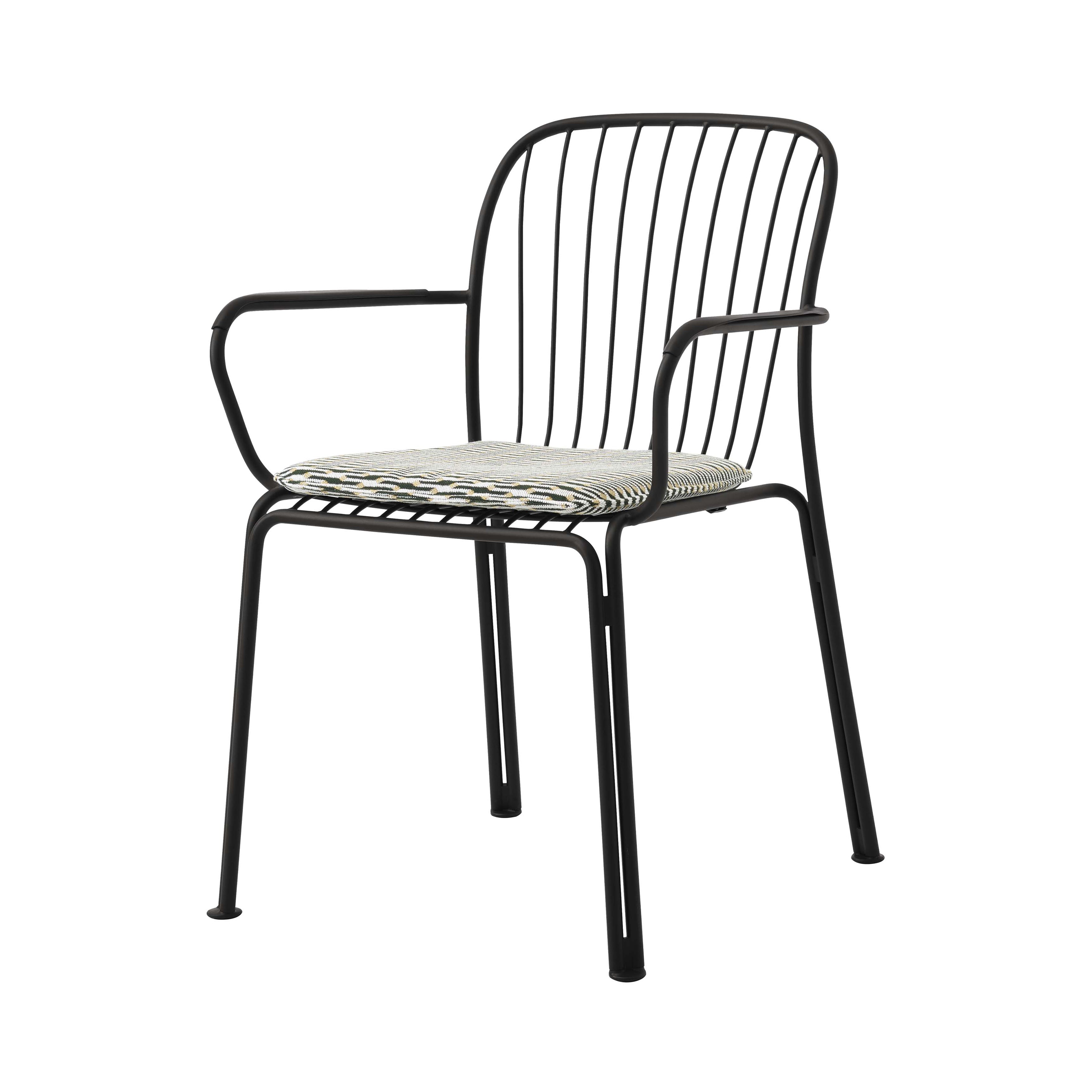 Thorvald SC95 Armchair with Seatpad: Outdoor + Warm Black + Marquetry Bora