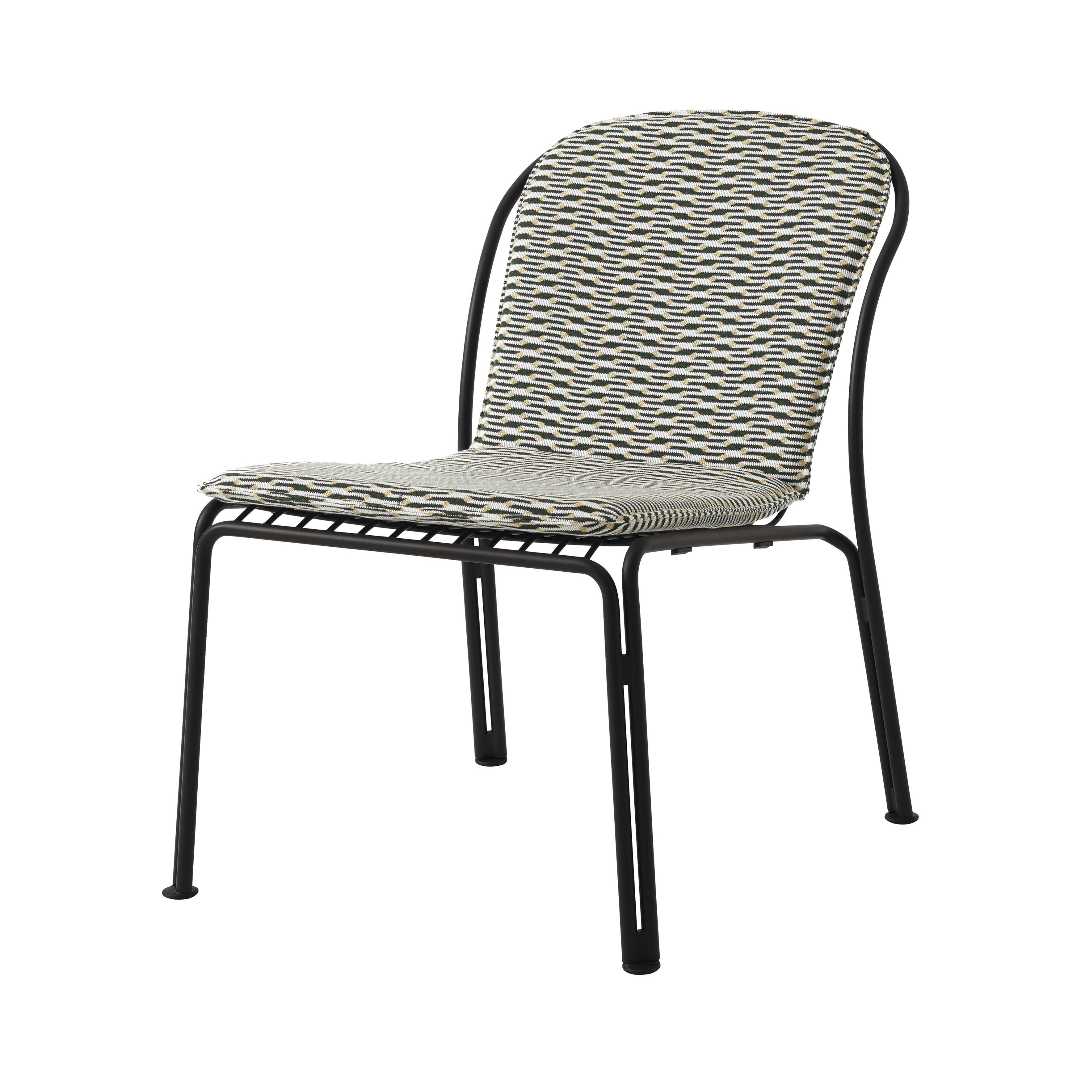 Thorvald SC100 Outdoor Lounge Side Chair with Cushion: Set of 2 + Warm Black + Marquetry Bora