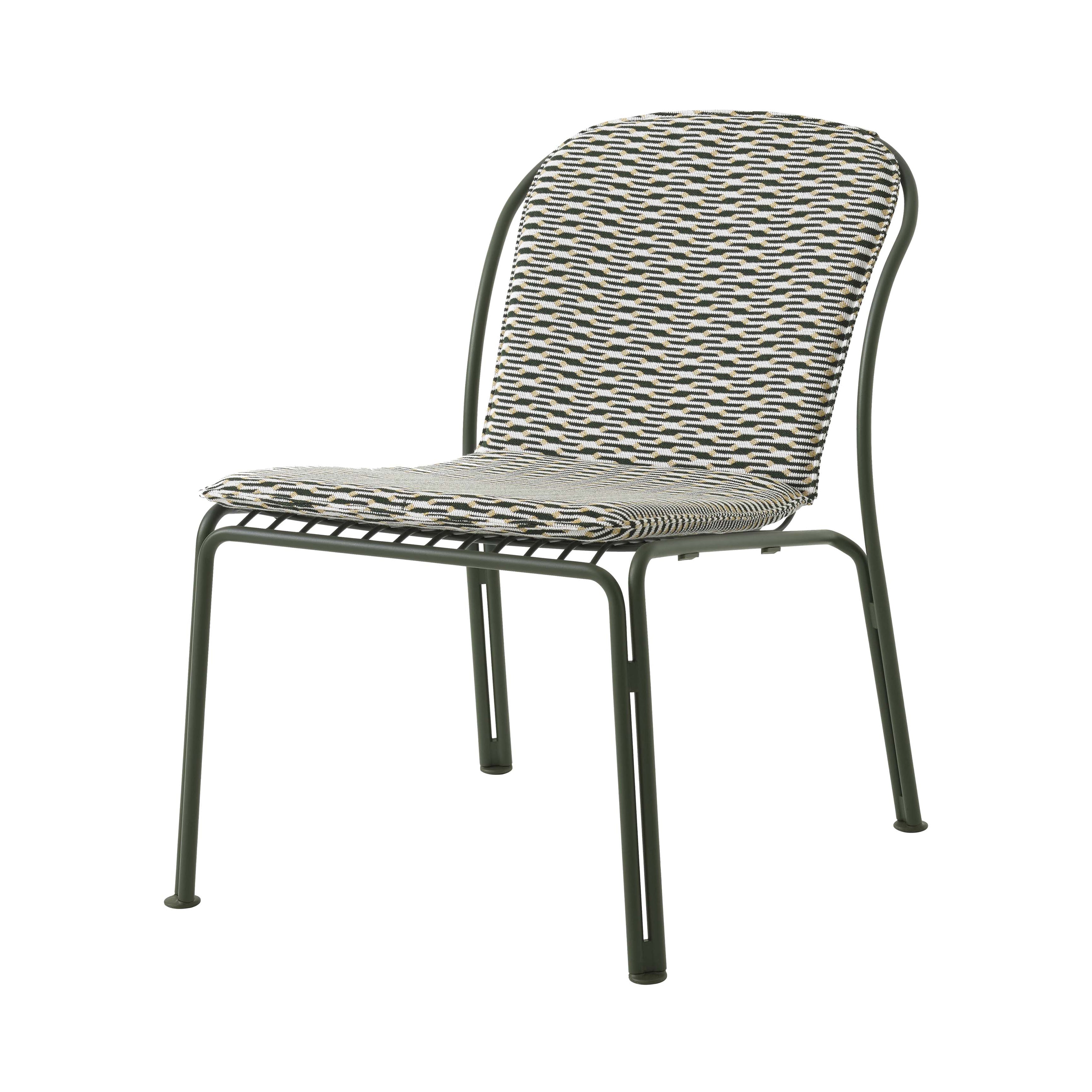 Thorvald SC100 Outdoor Lounge Side Chair with Cushion: Set of 2 + Bronze Green + Marquetry Bora