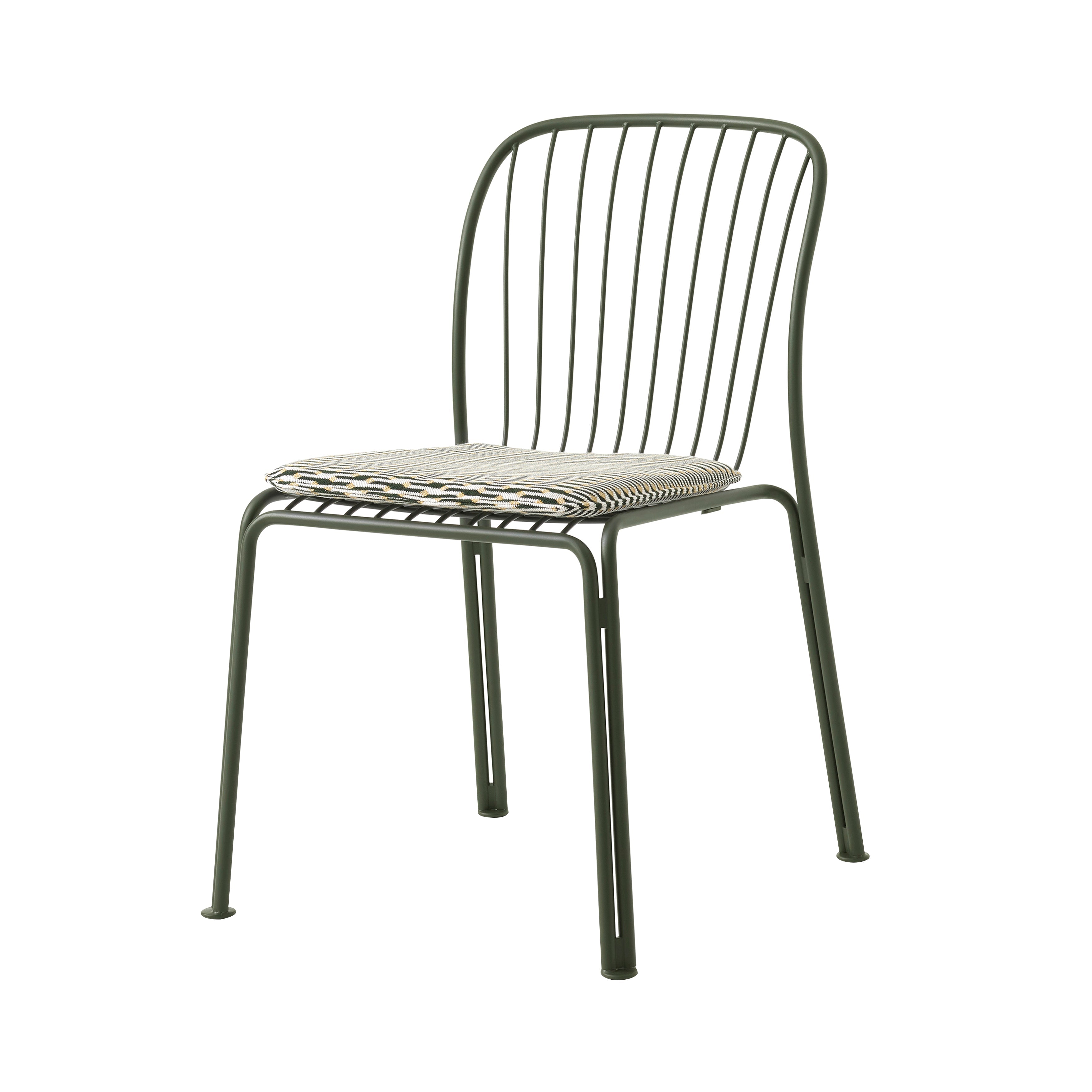 Thorvald SC94 Side Chair with Seatpad: Outdoor + Bronze Green + Marquetry Bora 