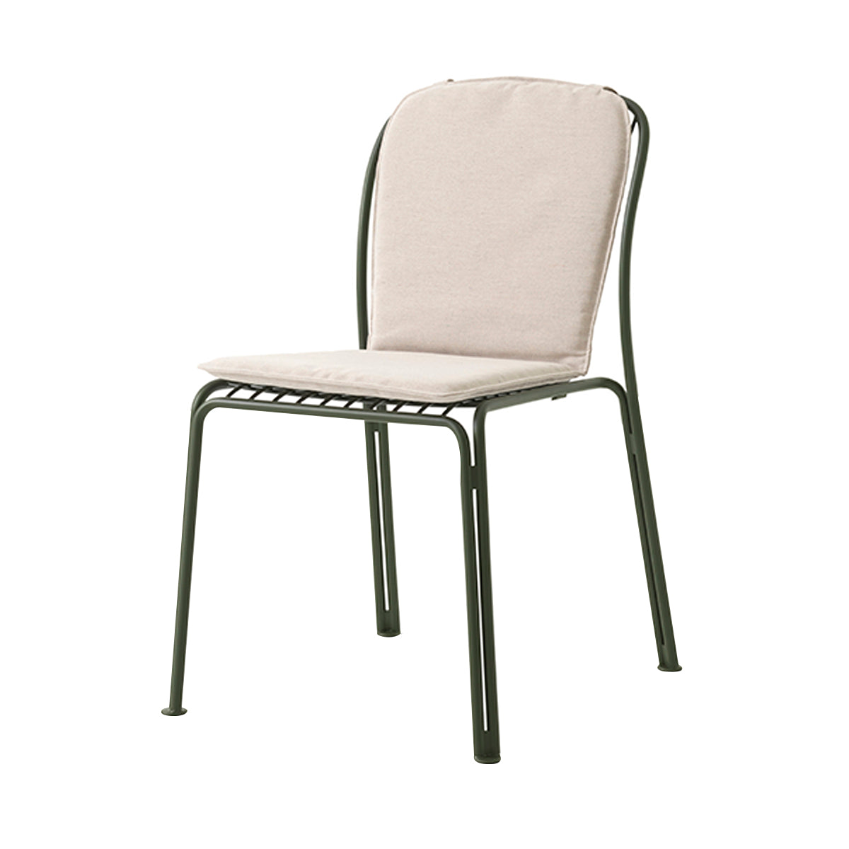 Thorvald SC94 Stacking Outdoor Side Chair with Cushion: Set of 2 + Bronze Green + Heritage Papyrus
