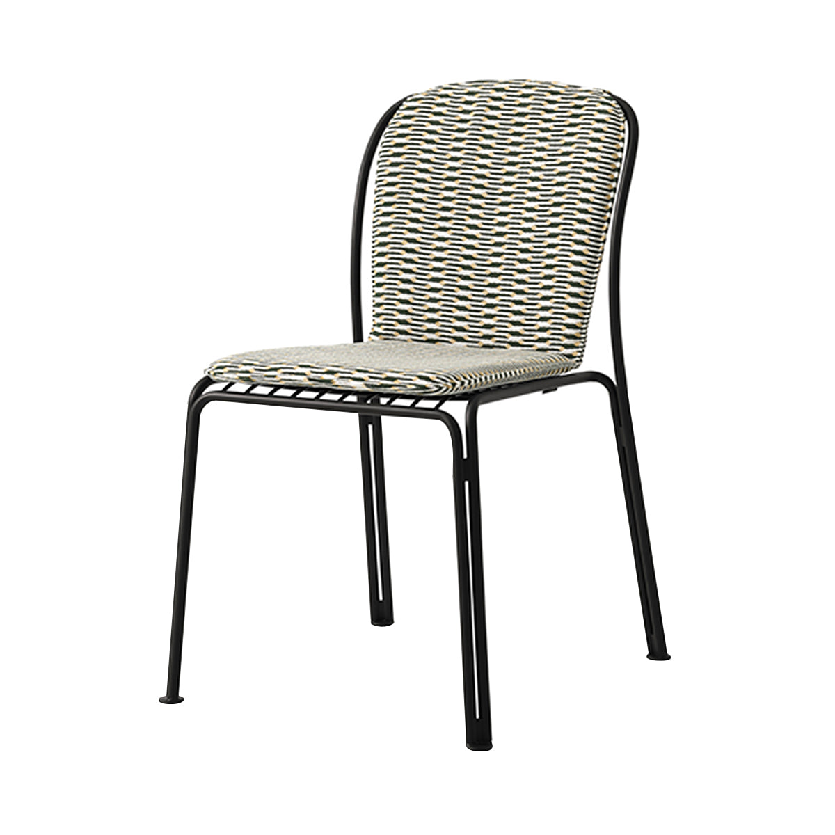  Thorvald SC94 Stacking Outdoor Side Chair with Cushion: Set of 2 + Warm Black + Marquetry Bora