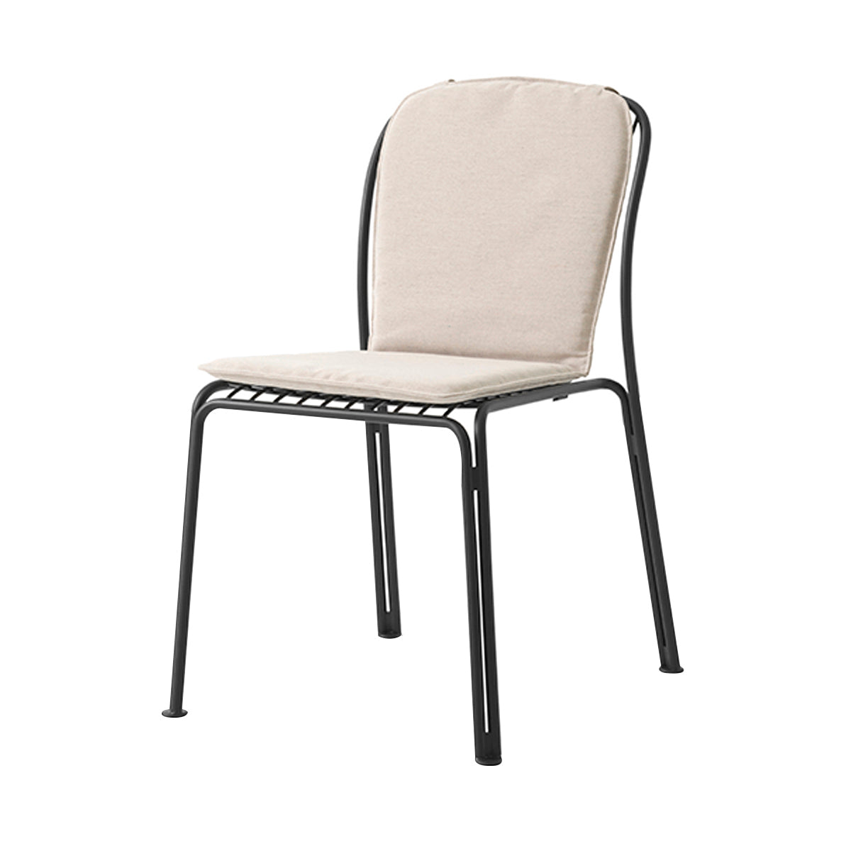 Thorvald SC94 Side Chair: Outdoor + Warm Black + With Heritage Papyrus Cushion