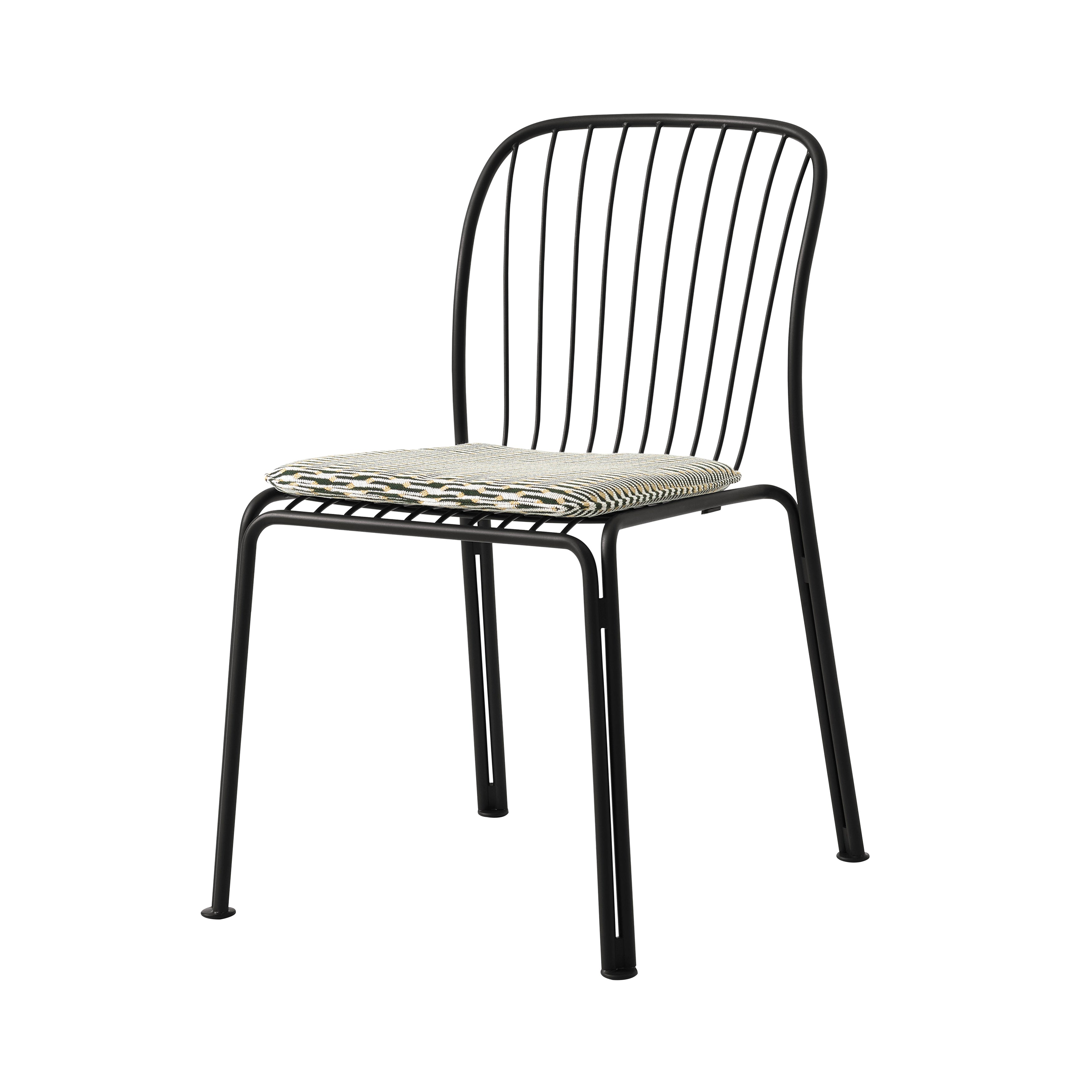 Thorvald SC94 Side Chair with Seatpad: Outdoor + Warm Black + Marquetry Bora 