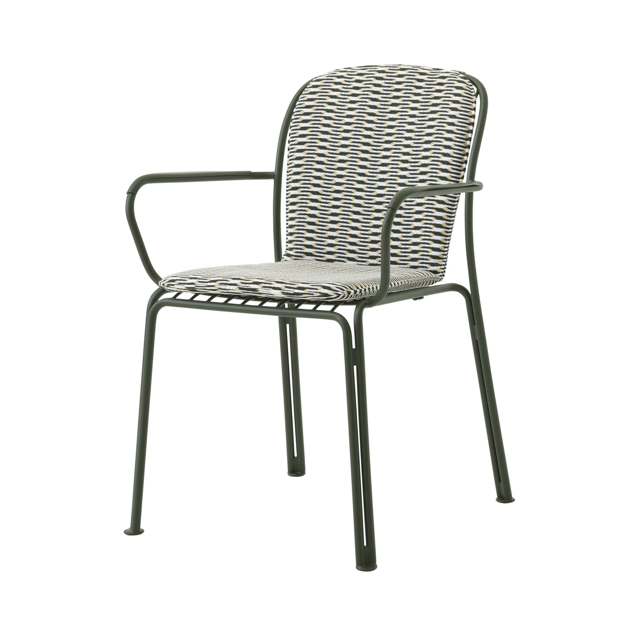 Thorvald SC95 Stacking Outdoor Armchair with Cushion: Set of 2 + Bronze Green + Marquetry Bora