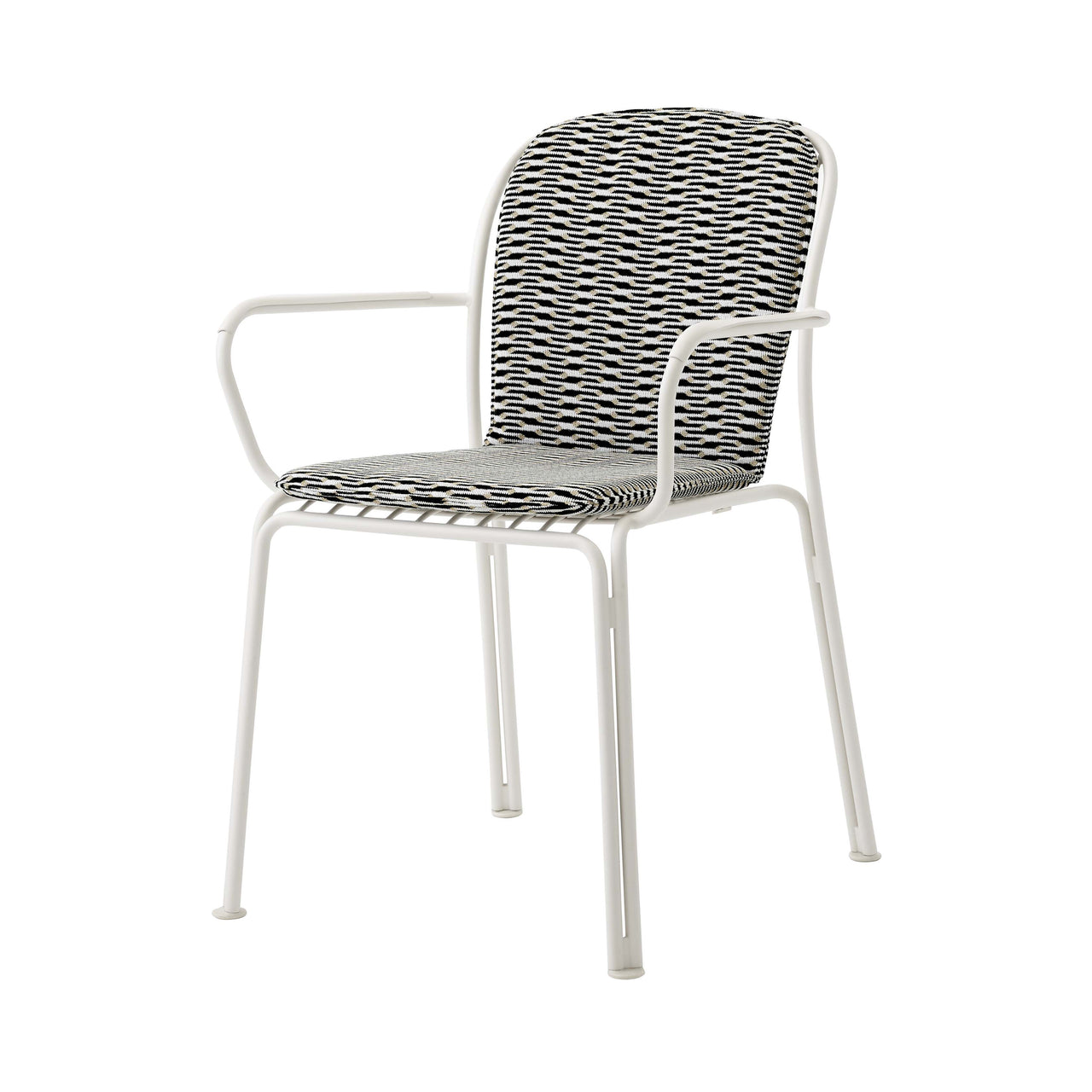 Thorvald SC95 Stacking Outdoor Armchair with Cushion: Set of 2 + Ivory + Marquetry Bora