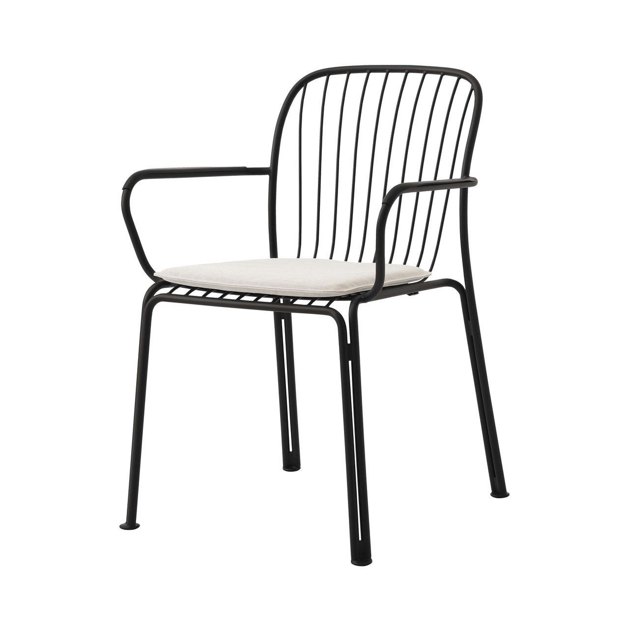 Thorvald SC95 Stacking Outdoor Armchair with Seatpad: Set of 2 + Warm Black + Heritage Papyrus