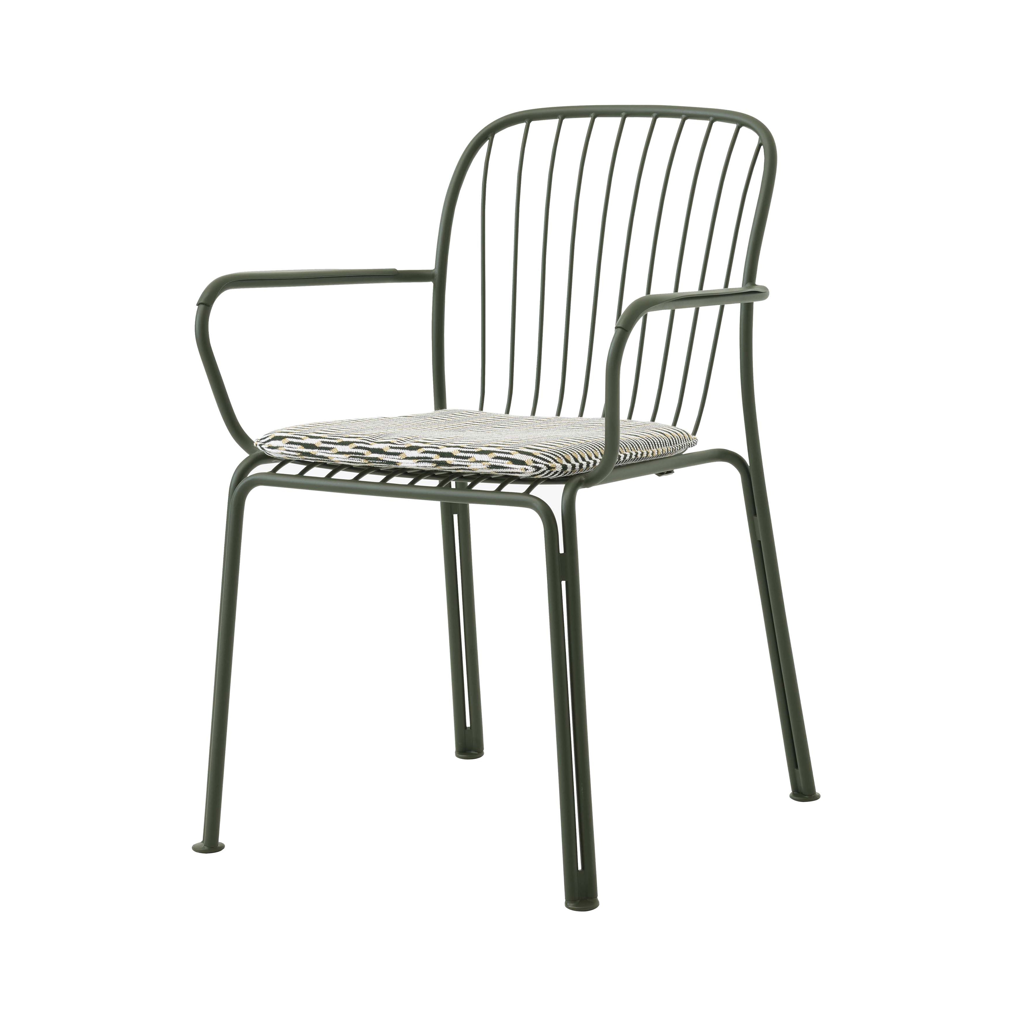 Thorvald SC95 Stacking Outdoor Armchair with Seatpad: Set of 2 + Bronze Green + Marquetry Bora