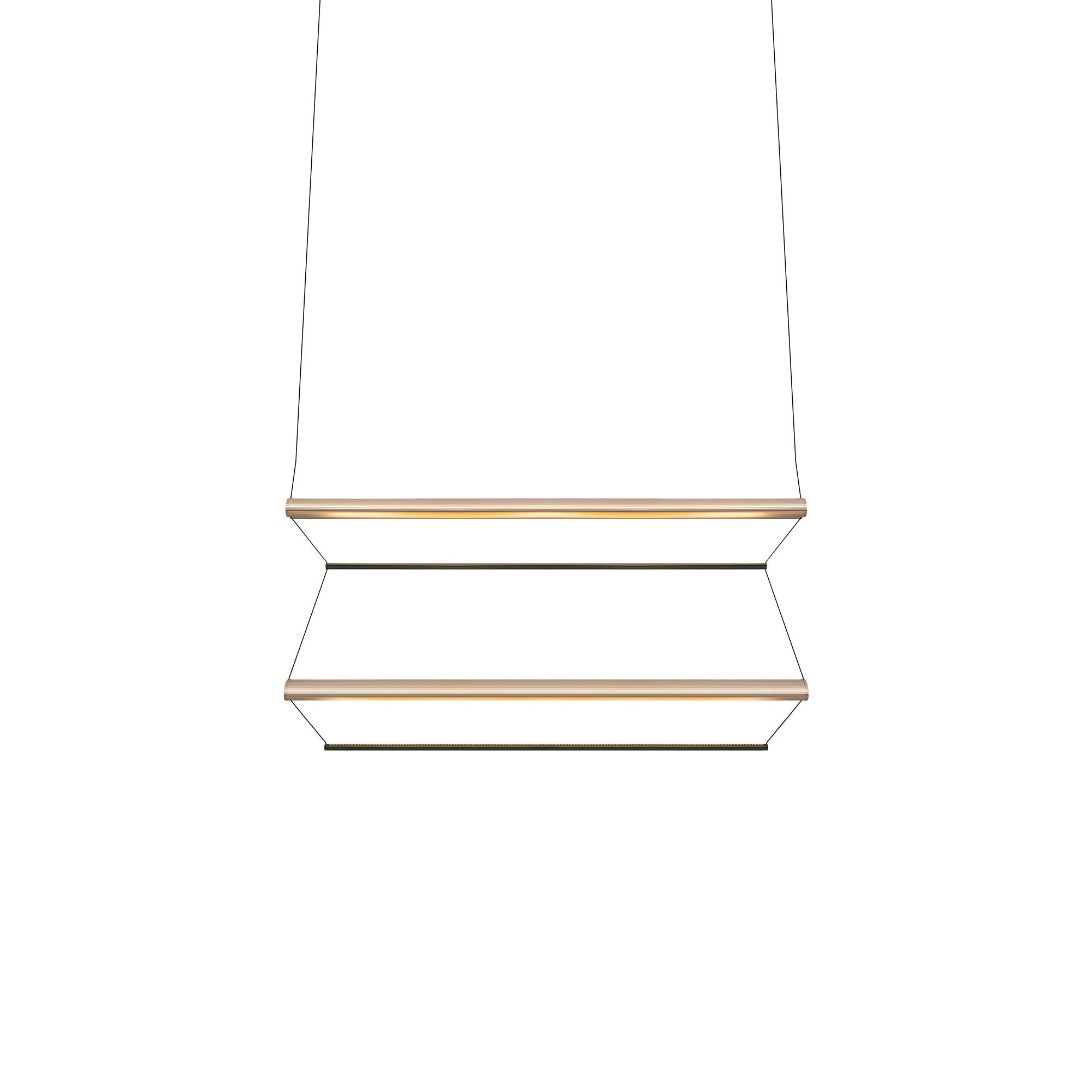 Tier 100 Vertical Pendant Light: 2V + Anodized Gold + Emerald