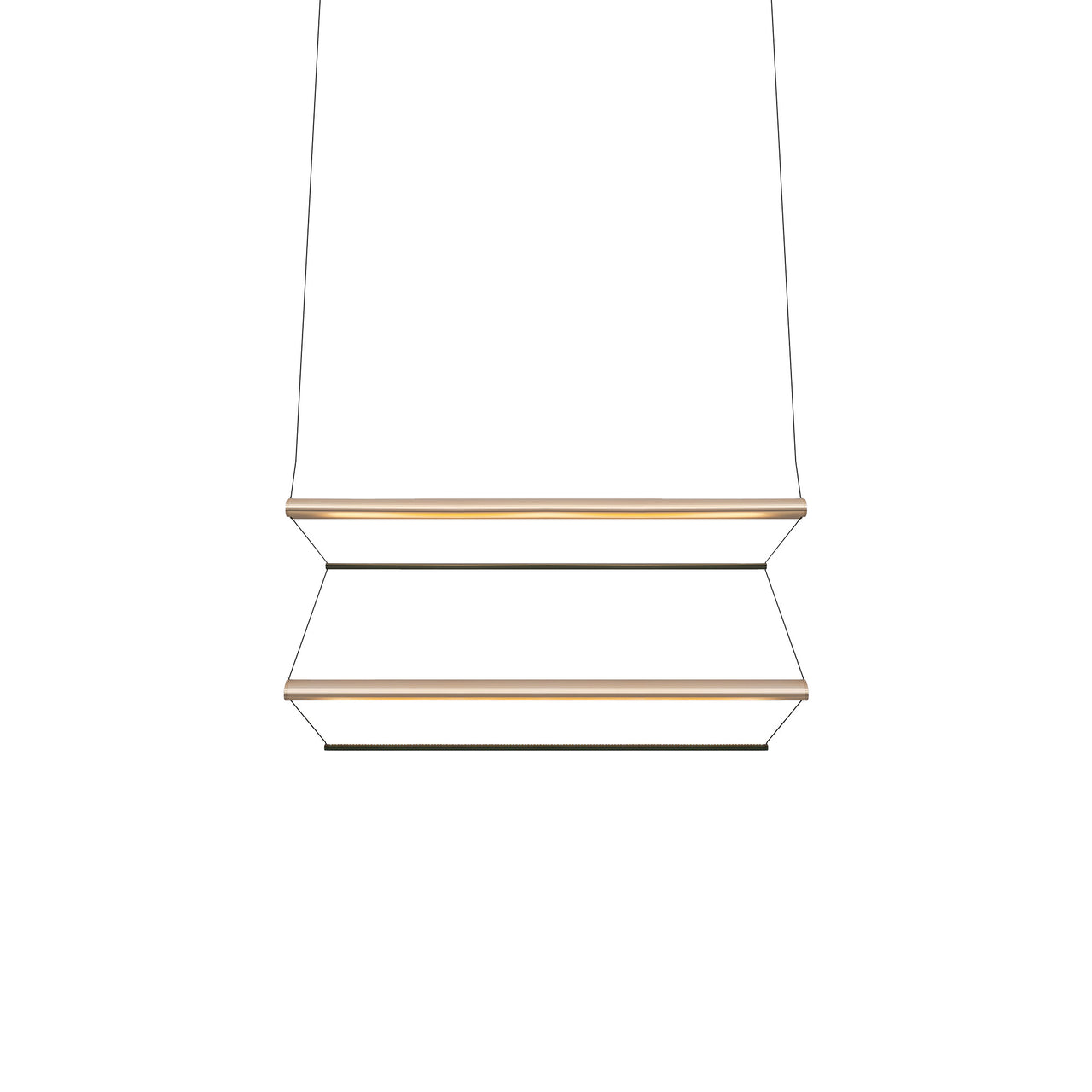 Tier 100 Vertical Pendant Light: 2V + Anodized Gold + Emerald
