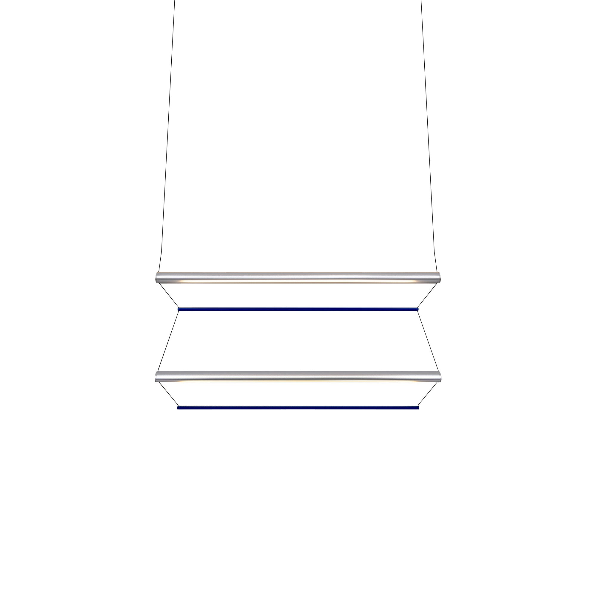Tier 100 Vertical Pendant Light: 2V + Anodized Silver + Sapphire