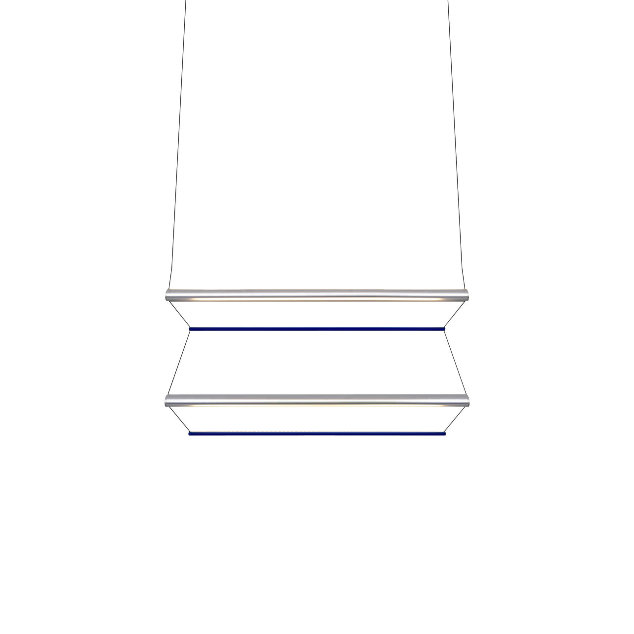 Tier 100 Vertical Pendant Light: 2V + Anodized Silver + Sapphire