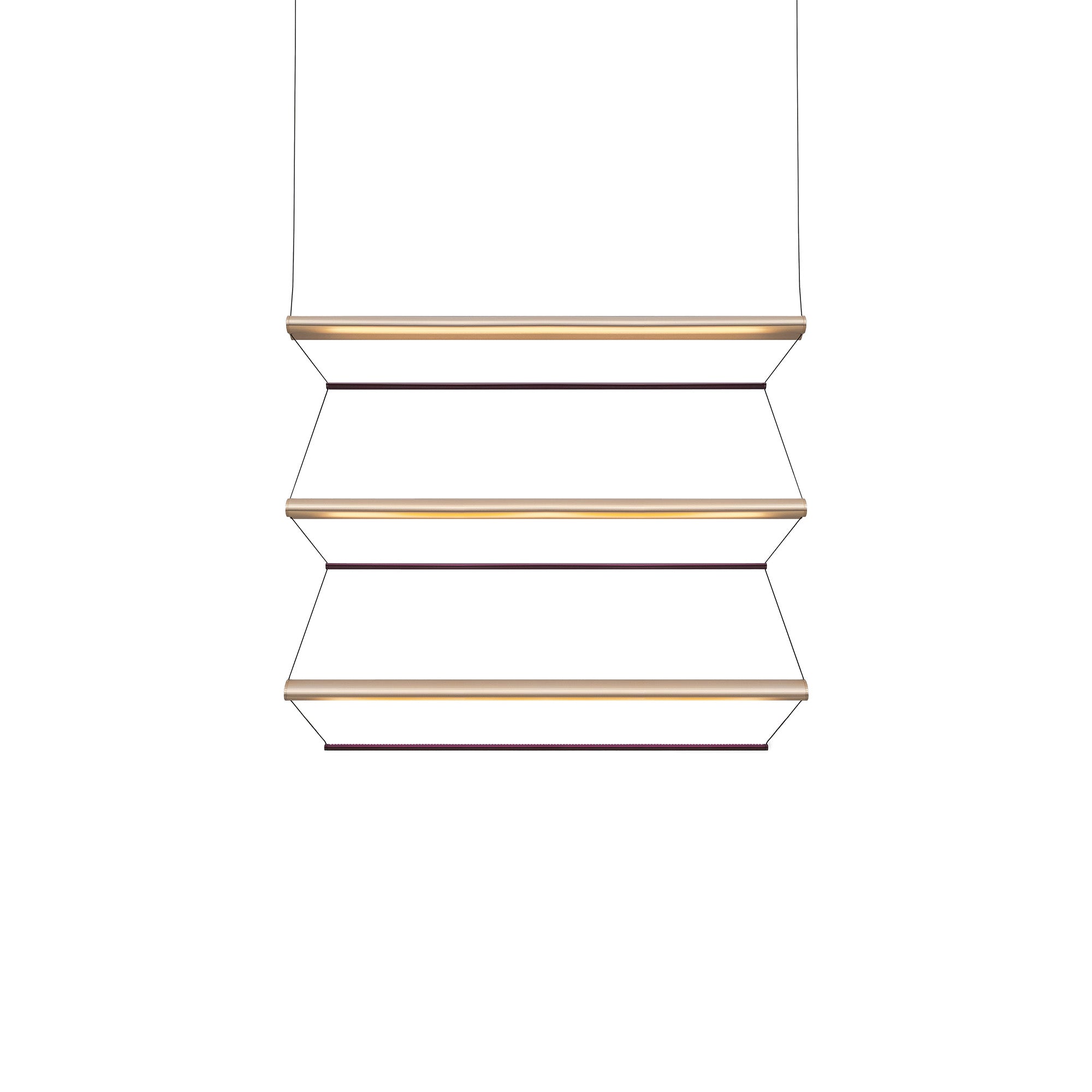 Tier 100 Vertical Pendant Light: 3V + Anodized Gold + Amethyst