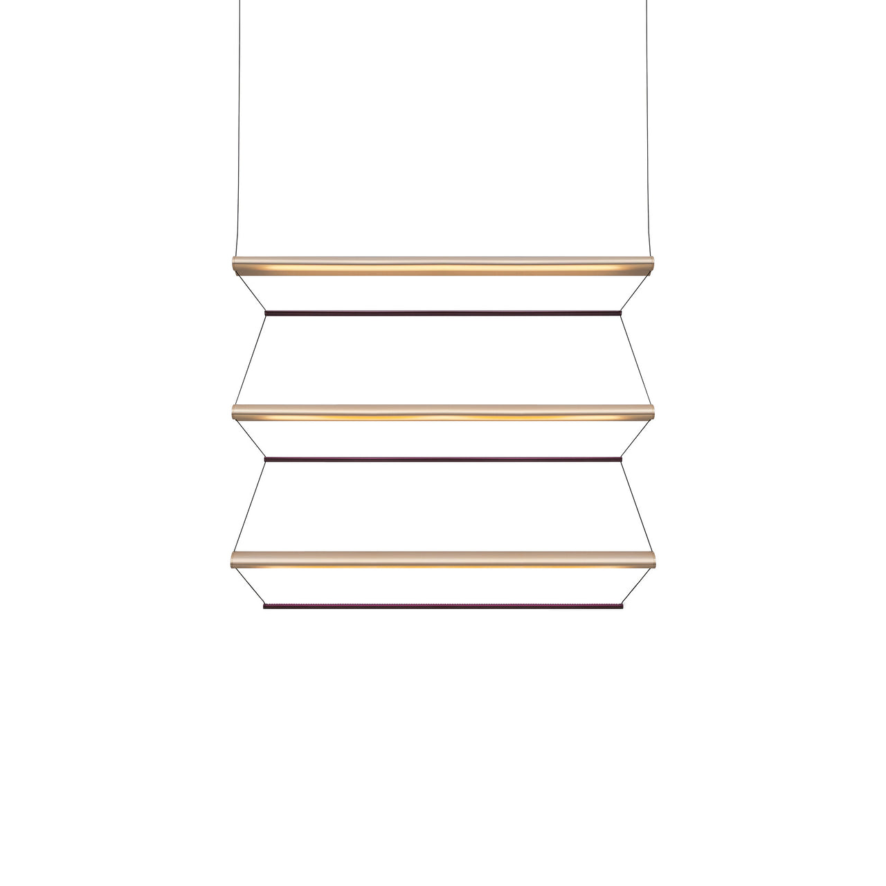 Tier 100 Vertical Pendant Light: 3V + Anodized Gold + Amethyst