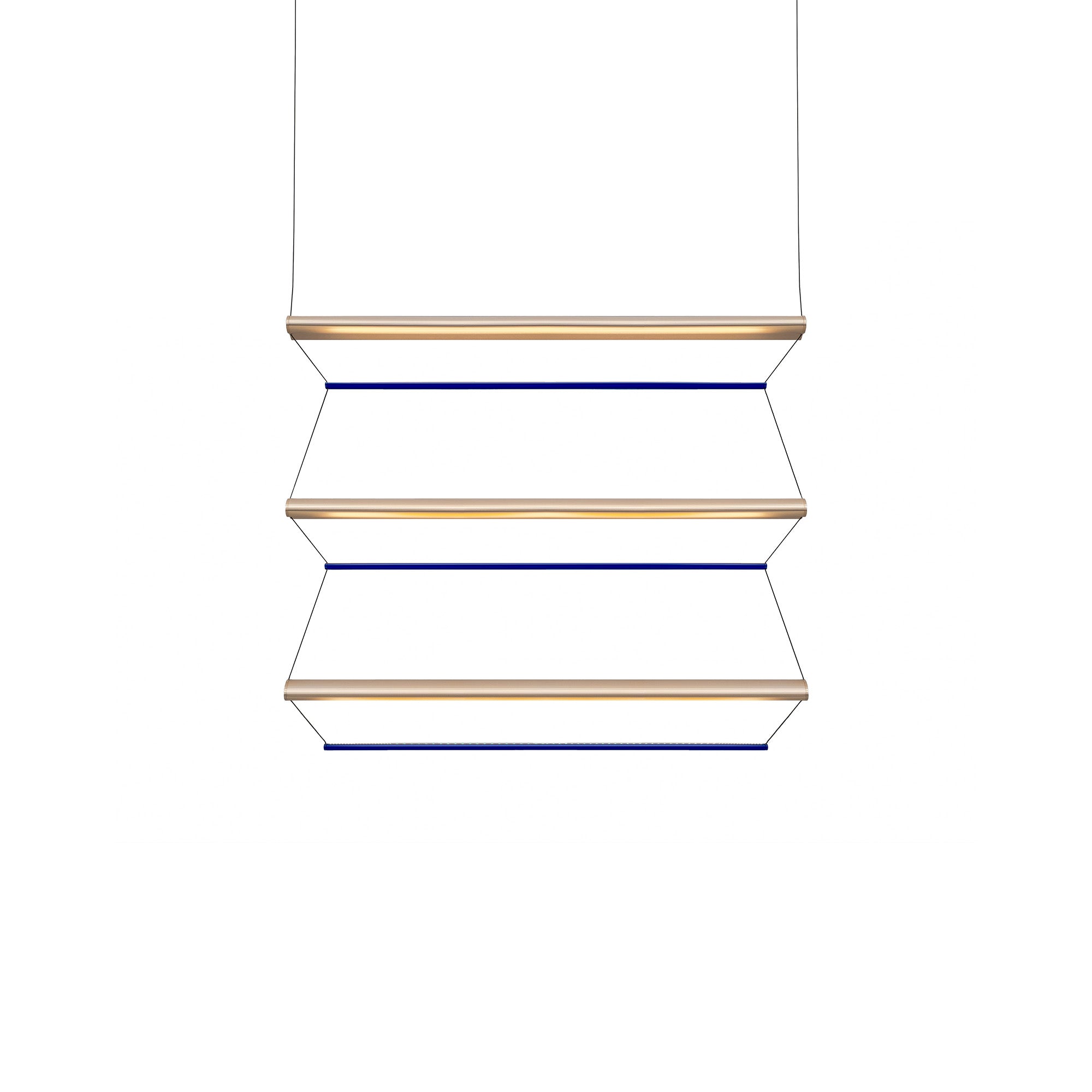 Tier 100 Vertical Pendant Light: 3V + Anodized Gold + Sapphire