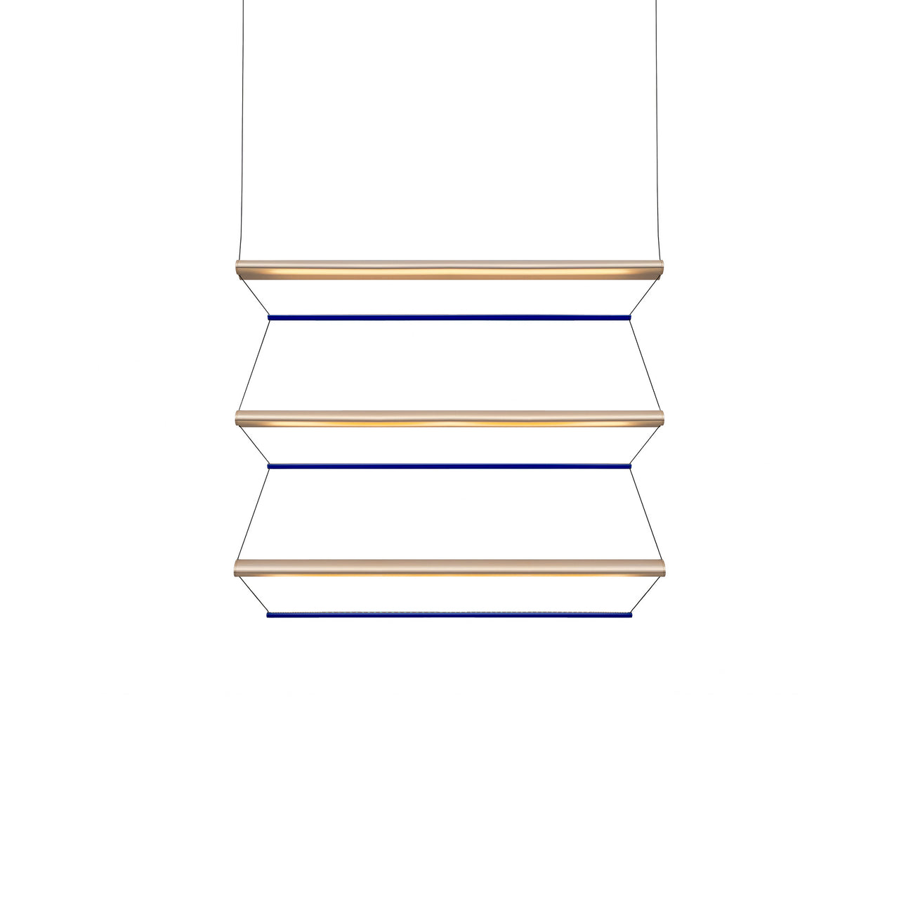 Tier 100 Vertical Pendant Light: 3V + Anodized Gold + Sapphire
