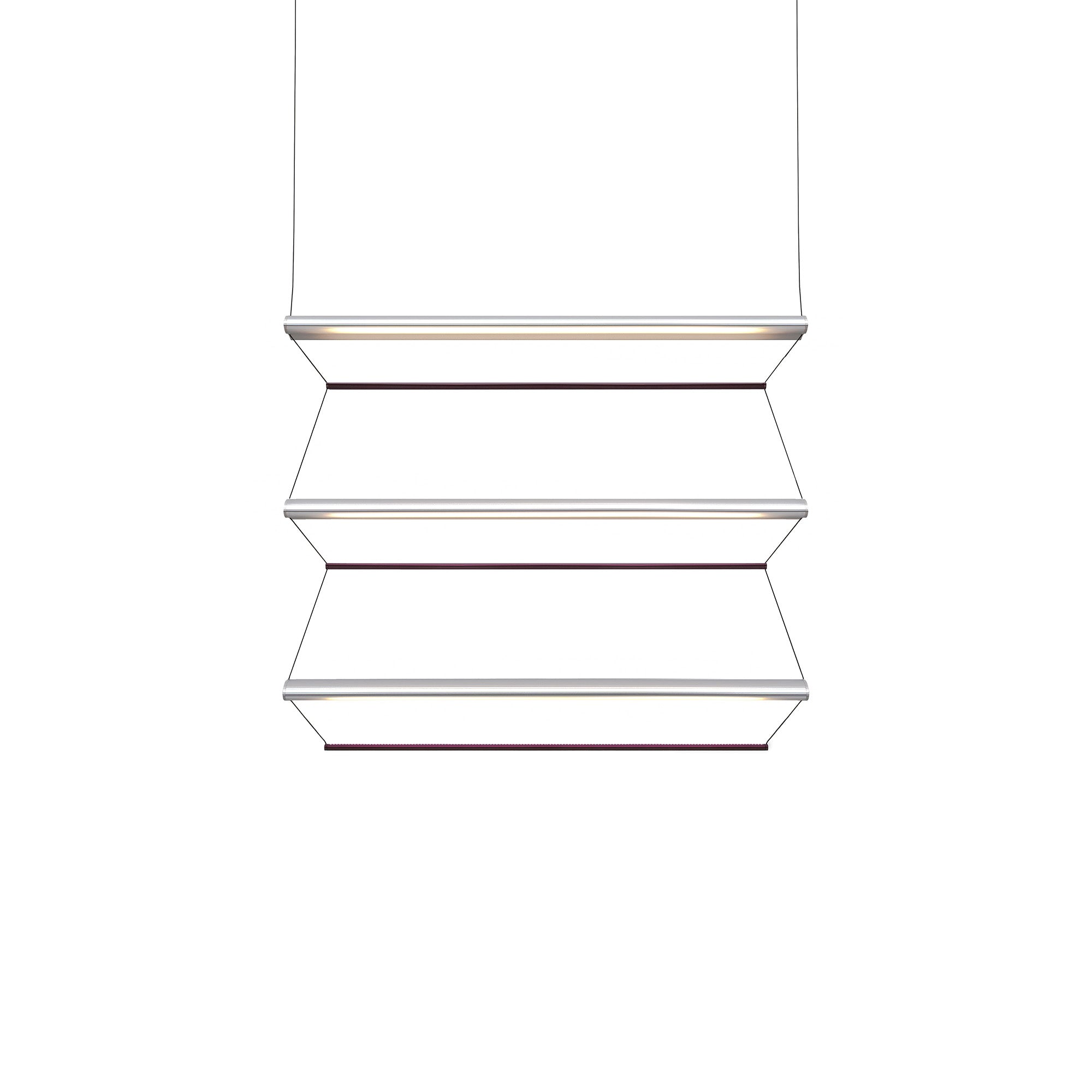 Tier 100 Vertical Pendant Light: 3V + Anodized Silver + Amethyst