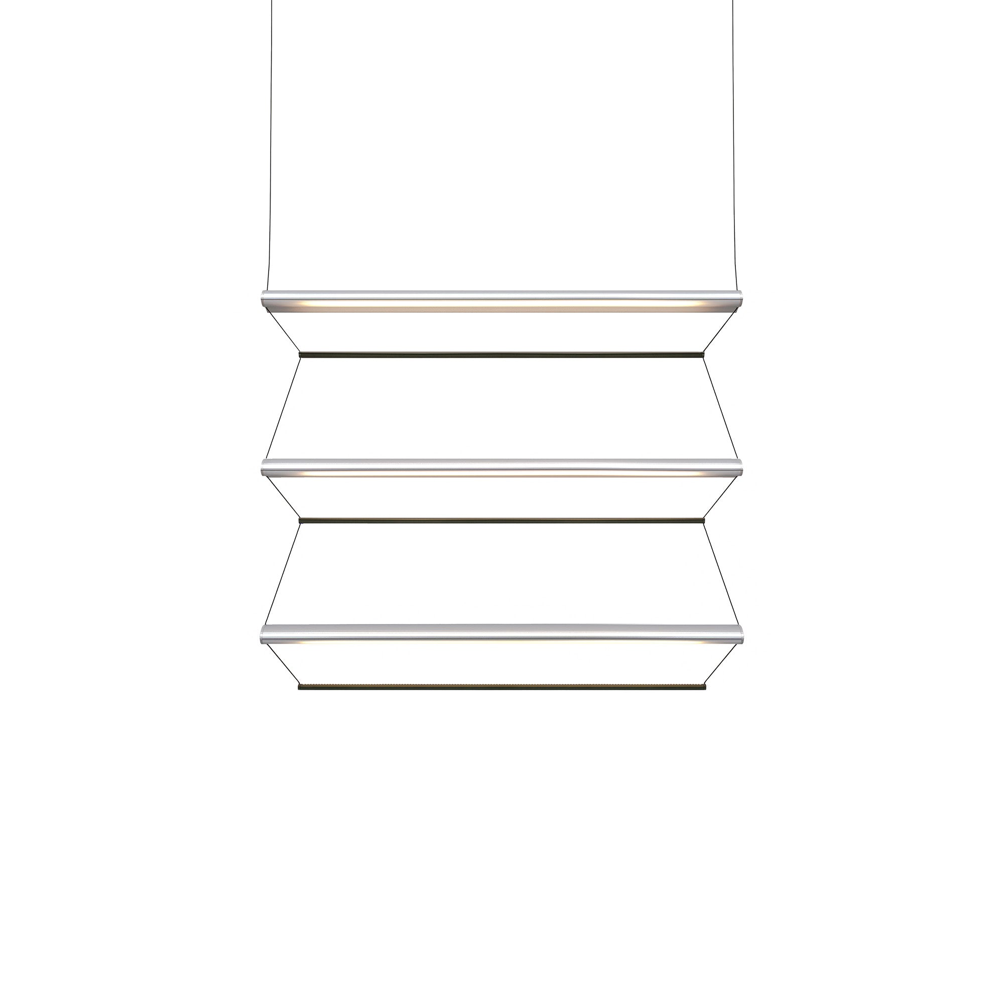 Tier 100 Vertical Pendant Light: 3V + Anodized Silver + Emerald