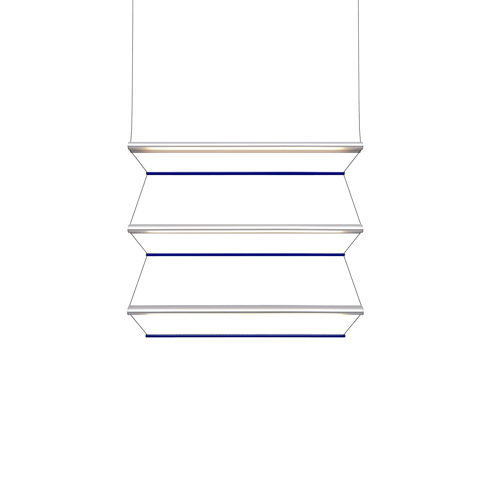 Tier 100 Vertical Pendant Light: 3V + Anodized Silver + Sapphire