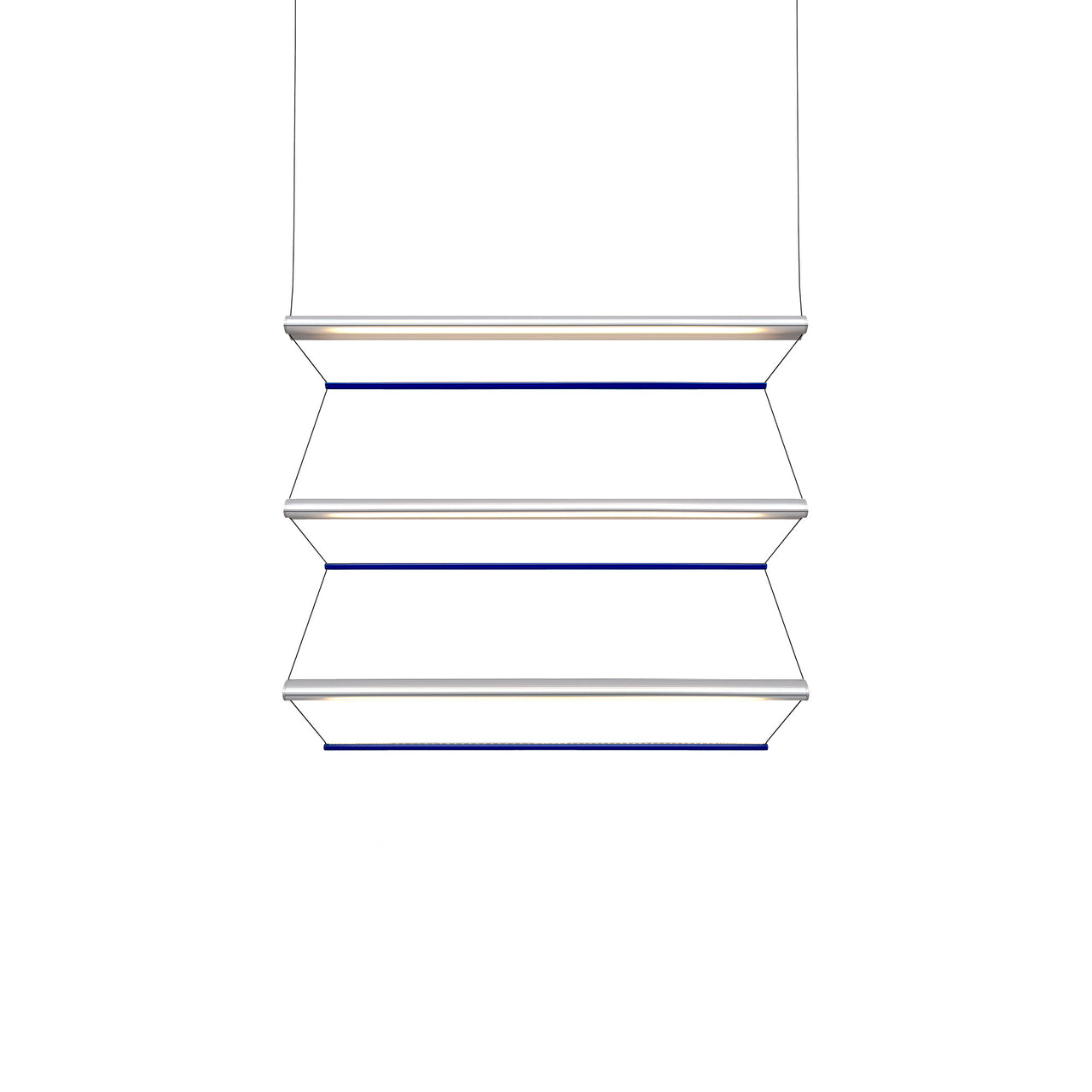 Tier 100 Vertical Pendant Light: 3V + Anodized Silver + Sapphire