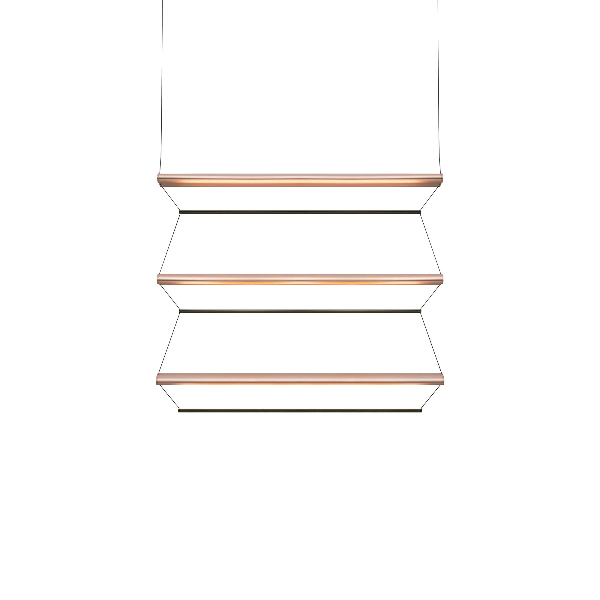 Tier 100 Vertical Pendant Light: 3V + Anodized Copper + Emerald