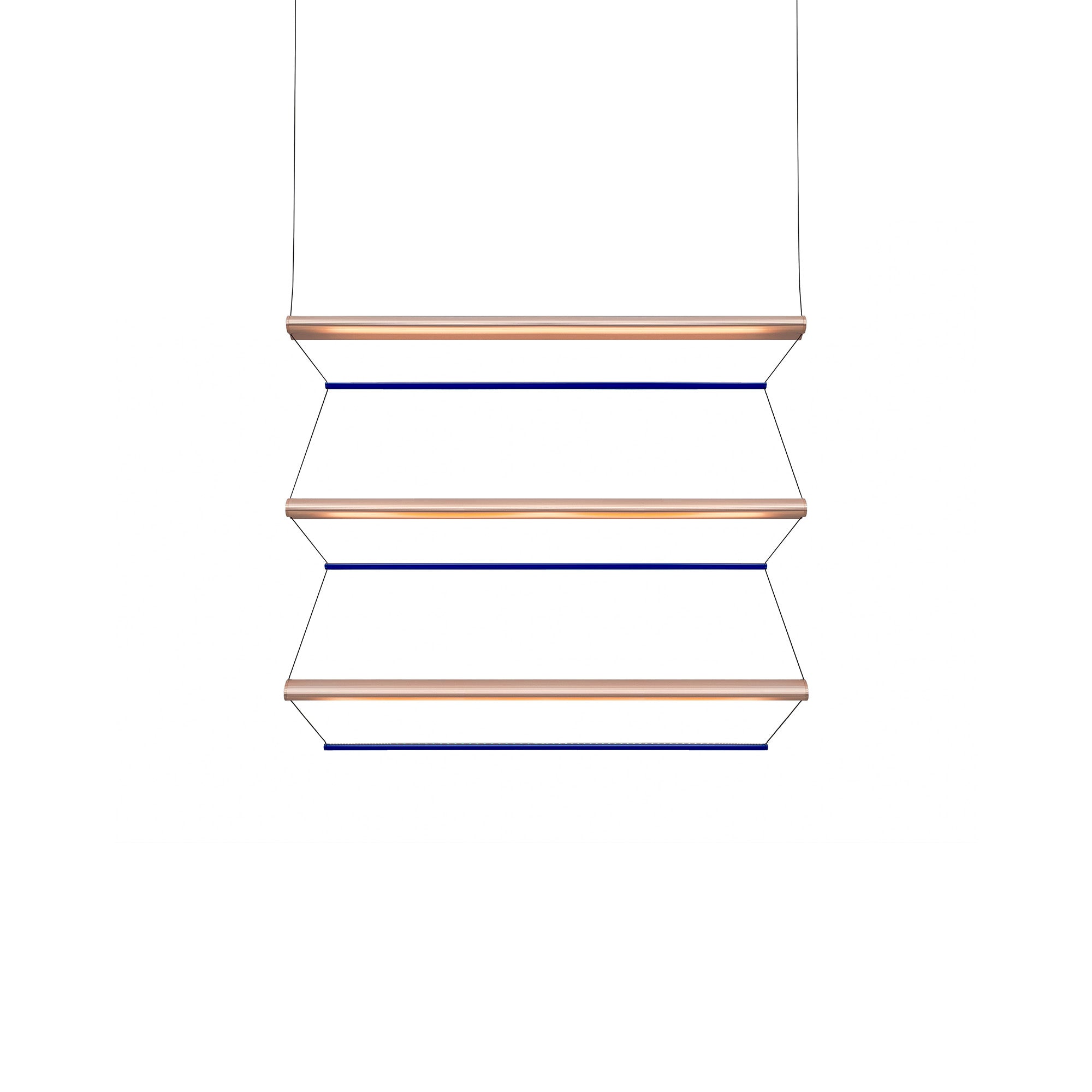 Tier 100 Vertical Pendant Light: 3V + Anodized Copper + Sapphire