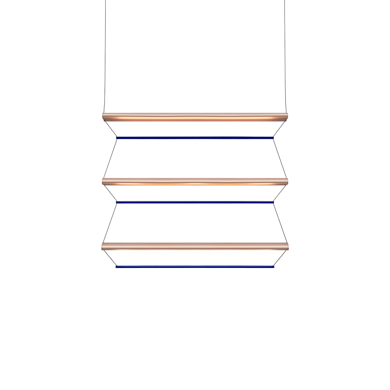 Tier 100 Vertical Pendant Light: 3V + Anodized Copper + Sapphire