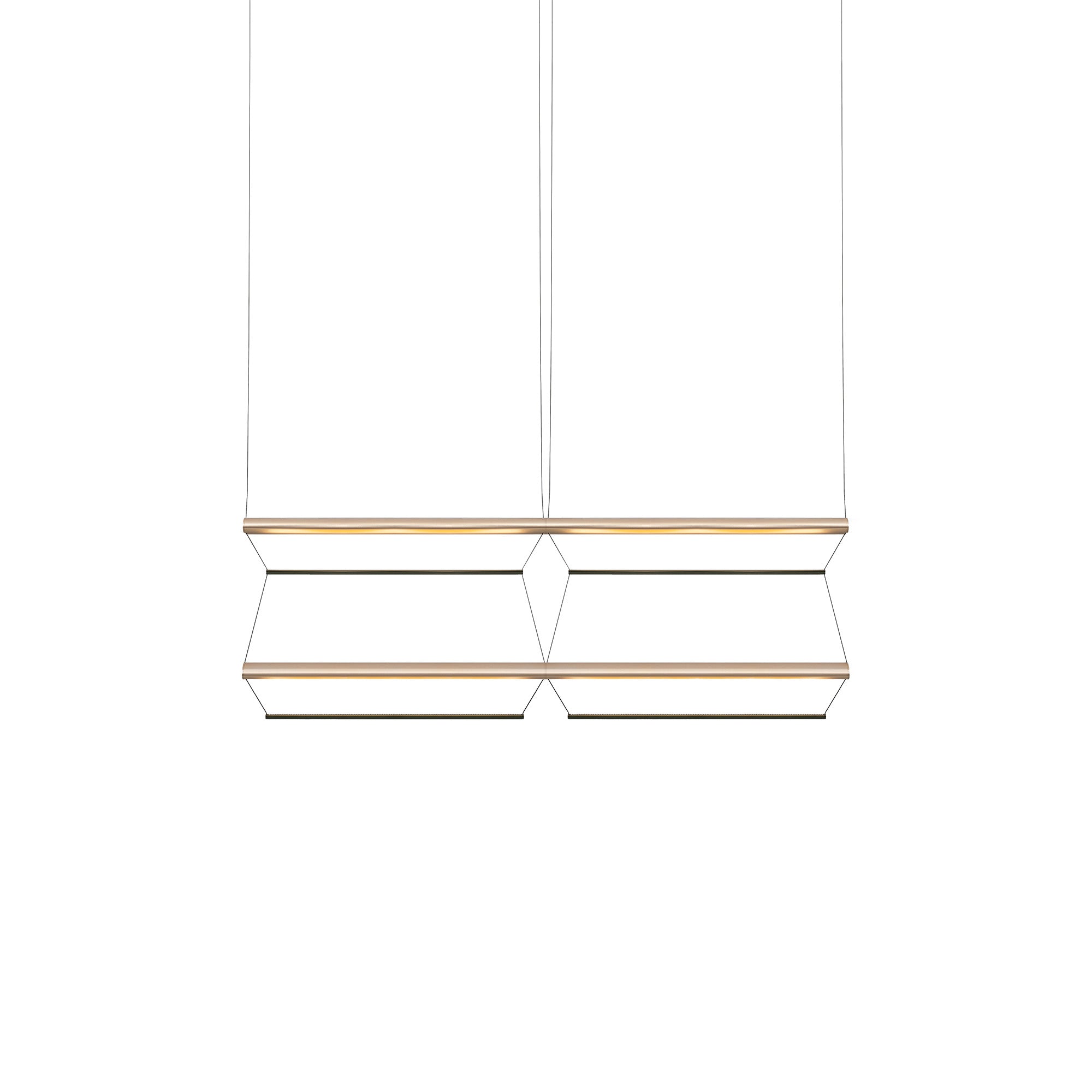 Tier Grid Pendant Light: 100 + 2H2V + Anodized Gold + Emerald