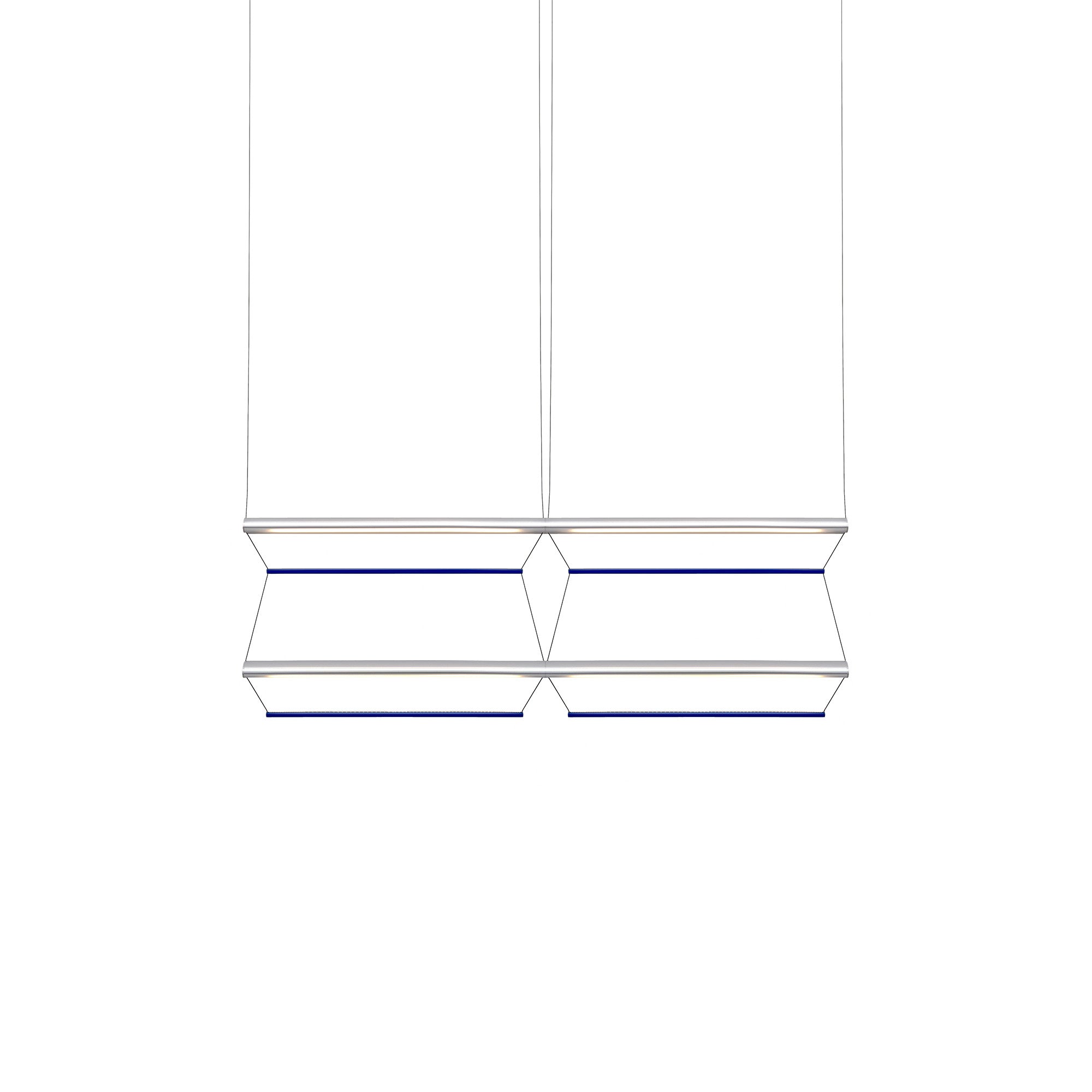 Tier Grid Pendant Light: 100 + 2H2V + Anodized Silver + Sapphire