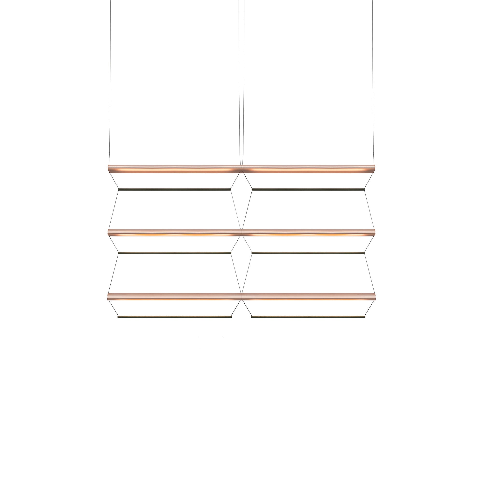 Tier Grid Pendant Light: 100 + 2H3V + Anodized Copper + Emerald