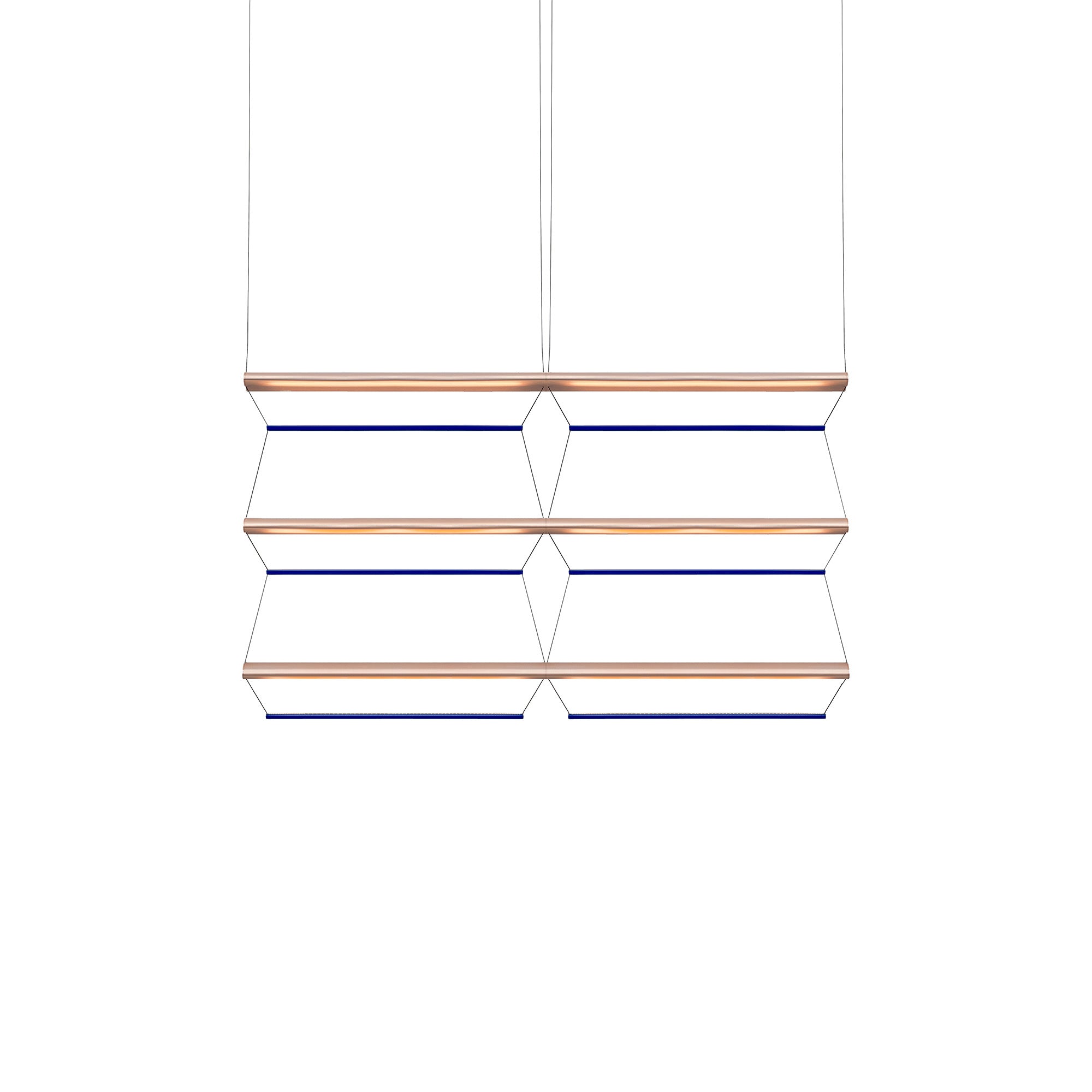 Tier Grid Pendant Light: 100 + 2H3V + Anodized Copper + Sapphire