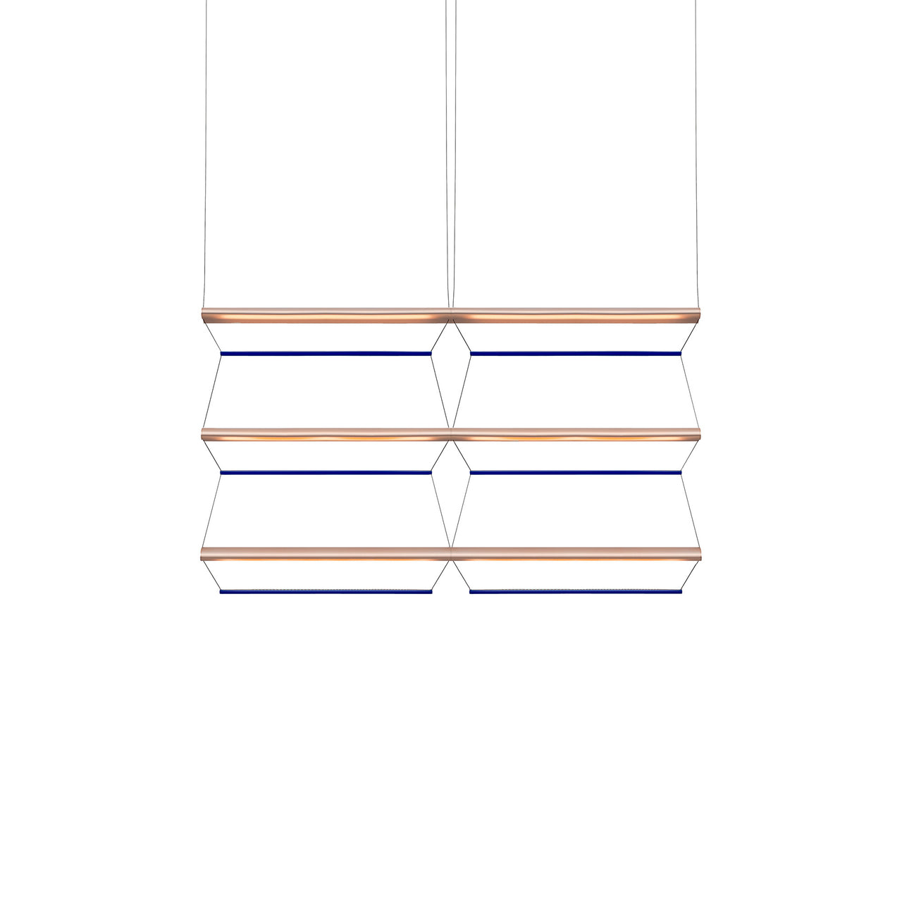 Tier Grid Pendant Light: 100 + 2H3V + Anodized Copper + Sapphire