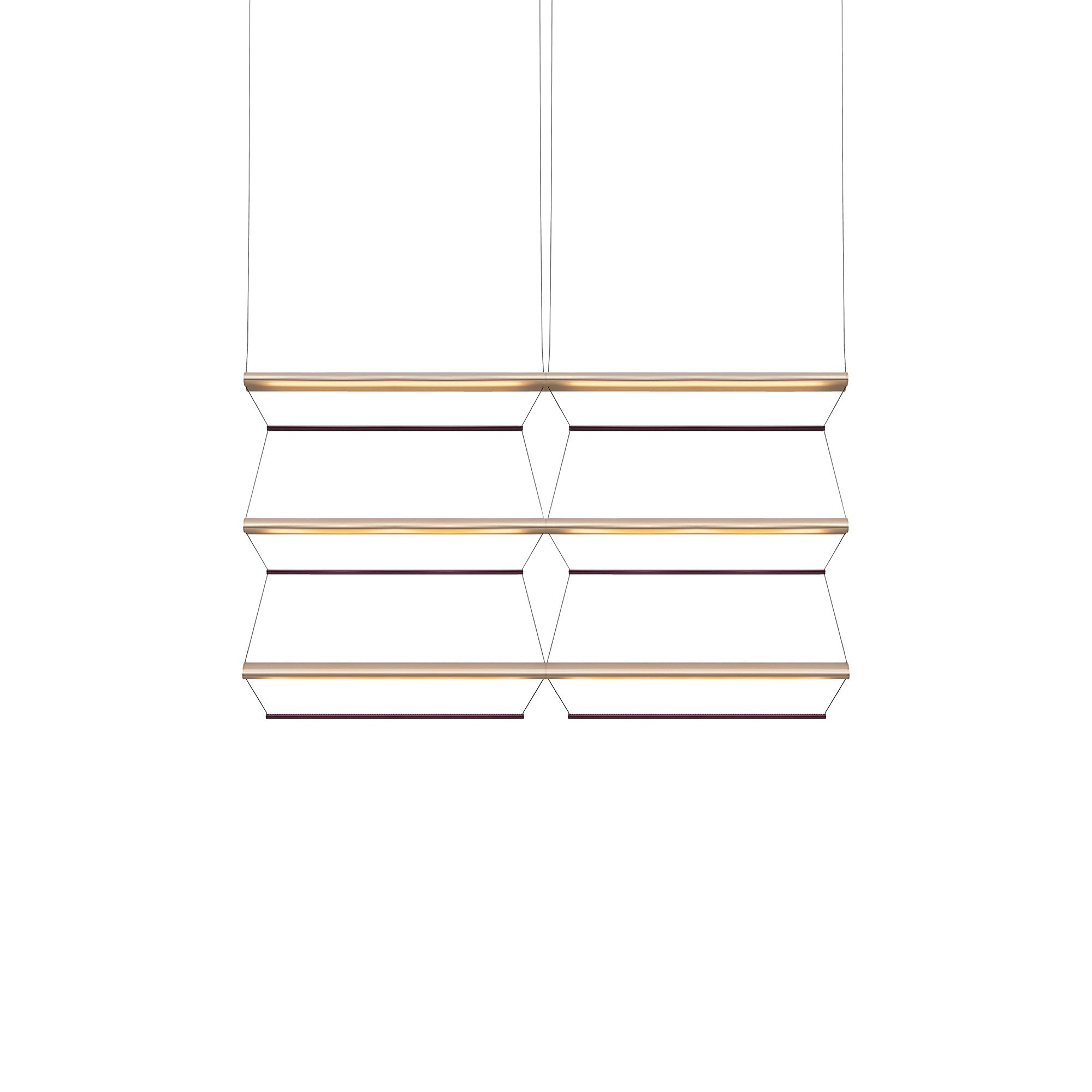 Tier Grid Pendant Light: 100 + 2H3V + Anodized Gold + Amethyst