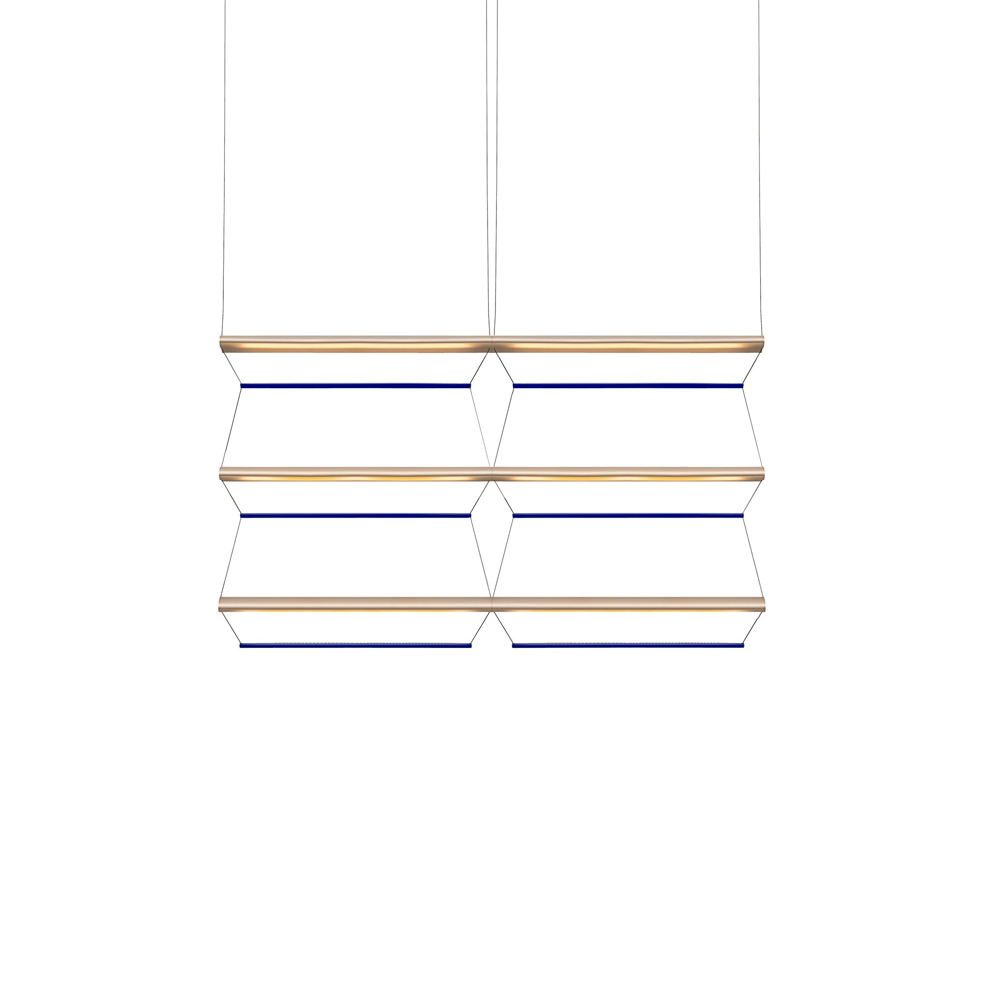 Tier Grid Pendant Light: 100 + 2H3V + Anodized Gold + Sapphire
