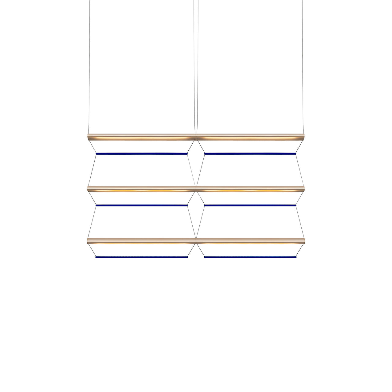 Tier Grid Pendant Light: 100 + 2H3V + Anodized Gold + Sapphire